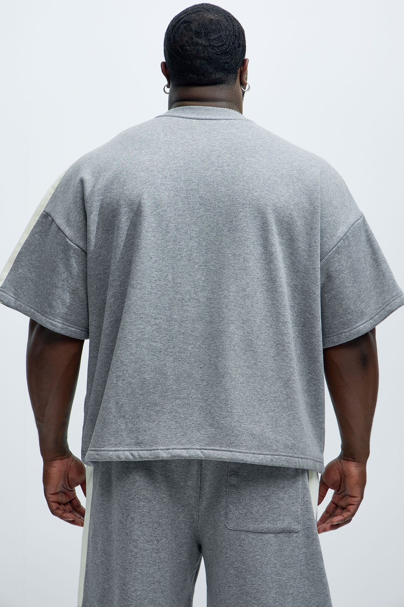 Tyson Oversized Heavyweight Striped Tee - Heather Grey - Image 8