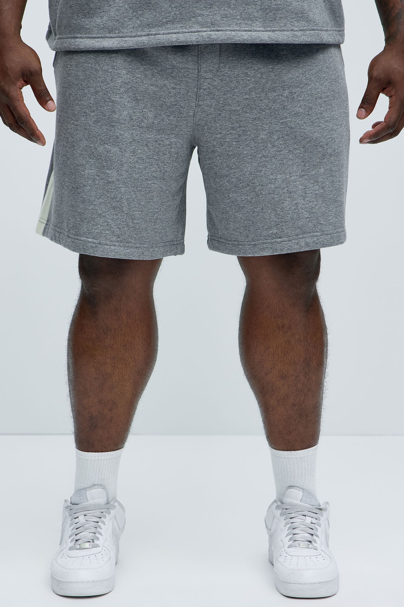 Tyson Oversized Heavyweight Striped Shorts - Heather Grey - Image 6