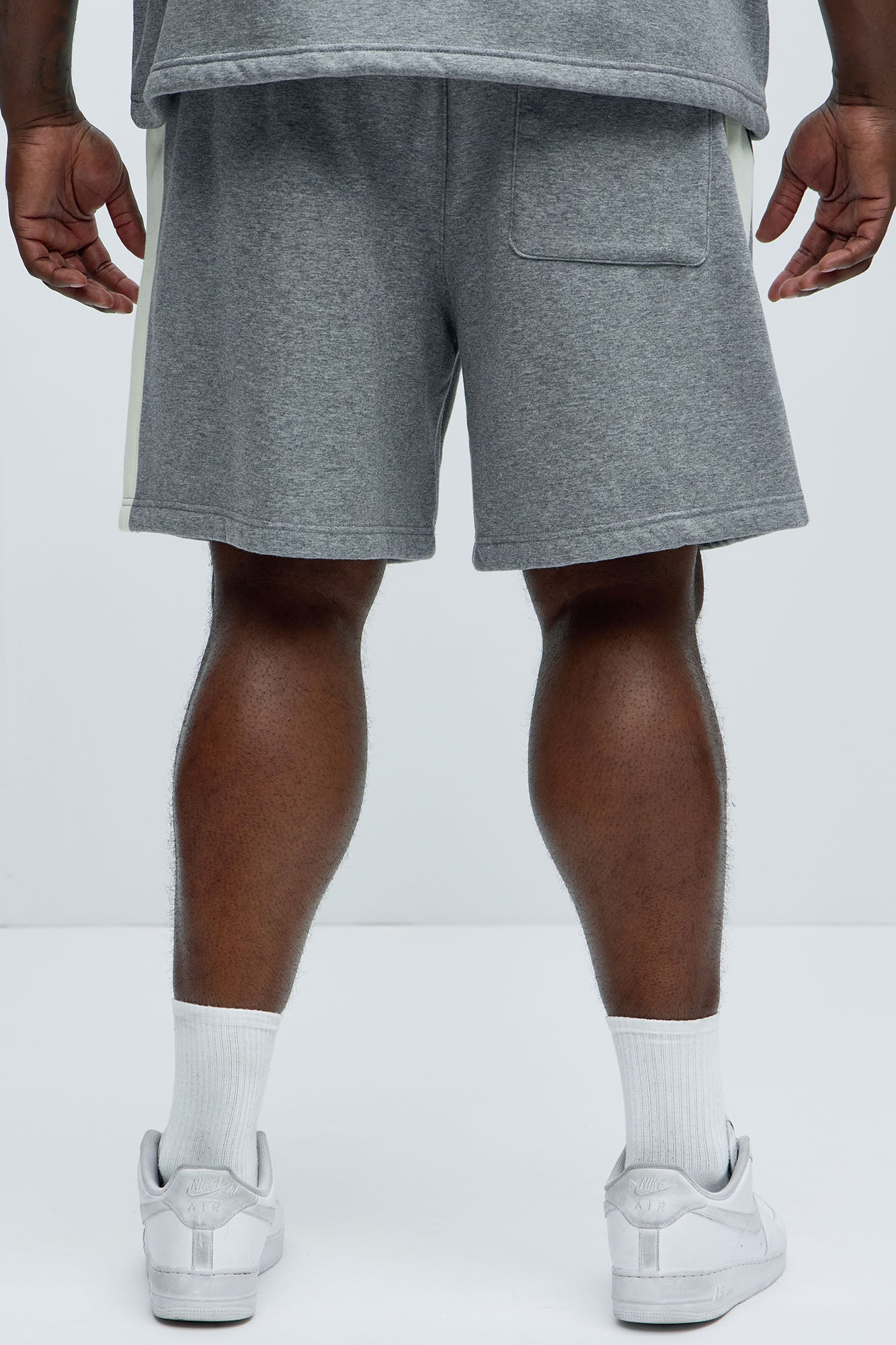 Tyson Oversized Heavyweight Striped Shorts - Heather Grey - Image 8