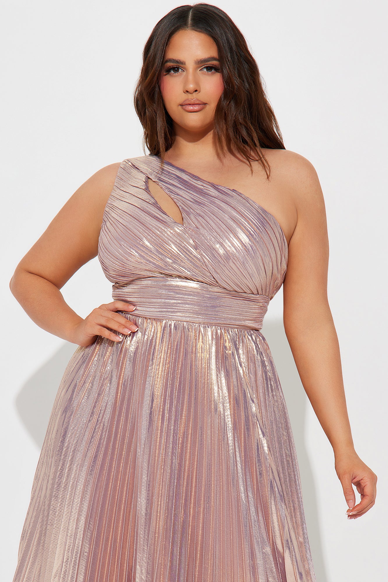 Serena Pleated Metallic Maxi Dress - Lavender - Image 5
