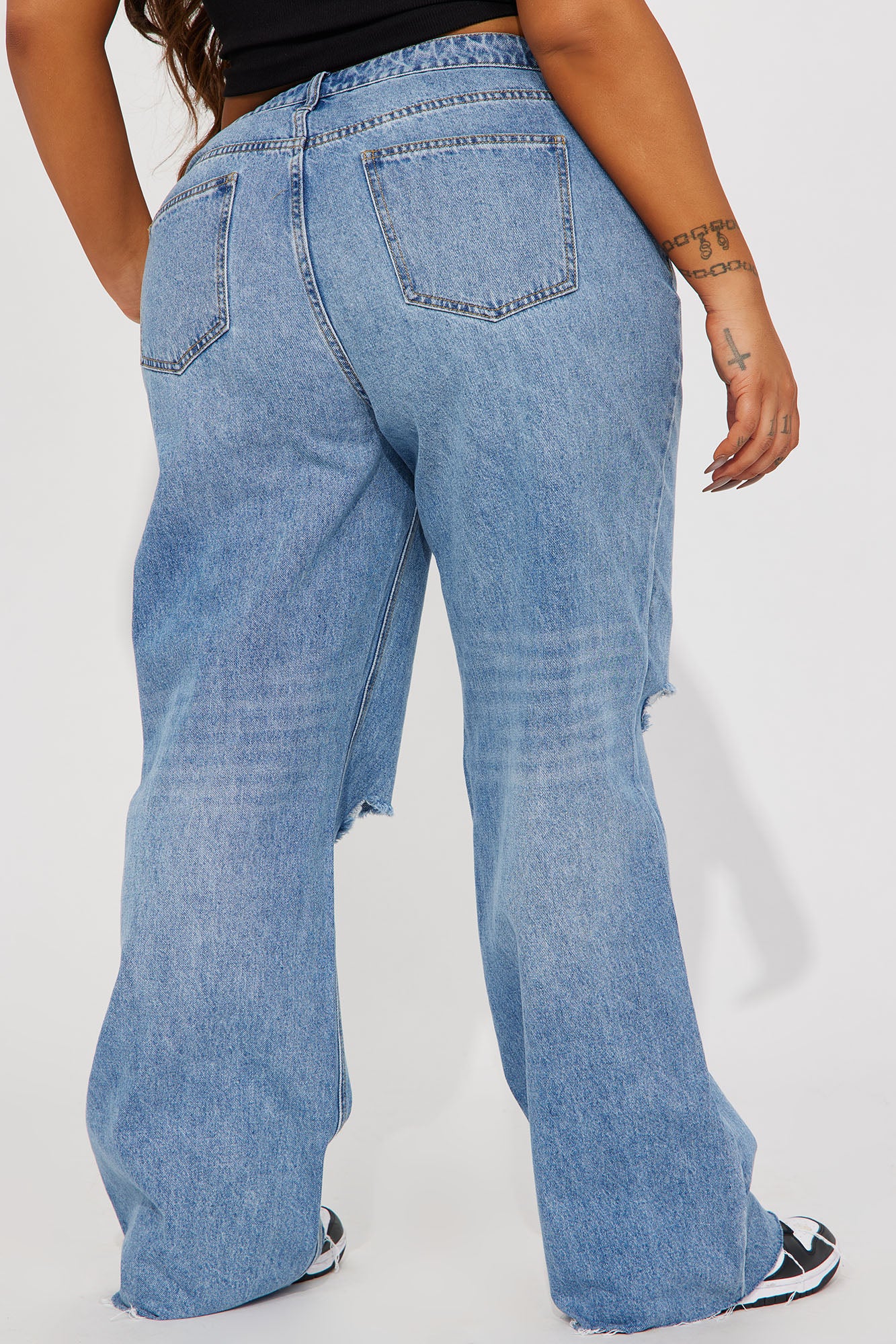 Tough Love Baggy Ripped Straight Leg Jean - Medium Wash - Image 6