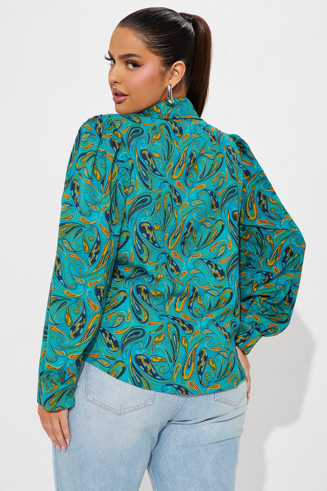Belize Printed Shirt - Teal/combo - Image 6