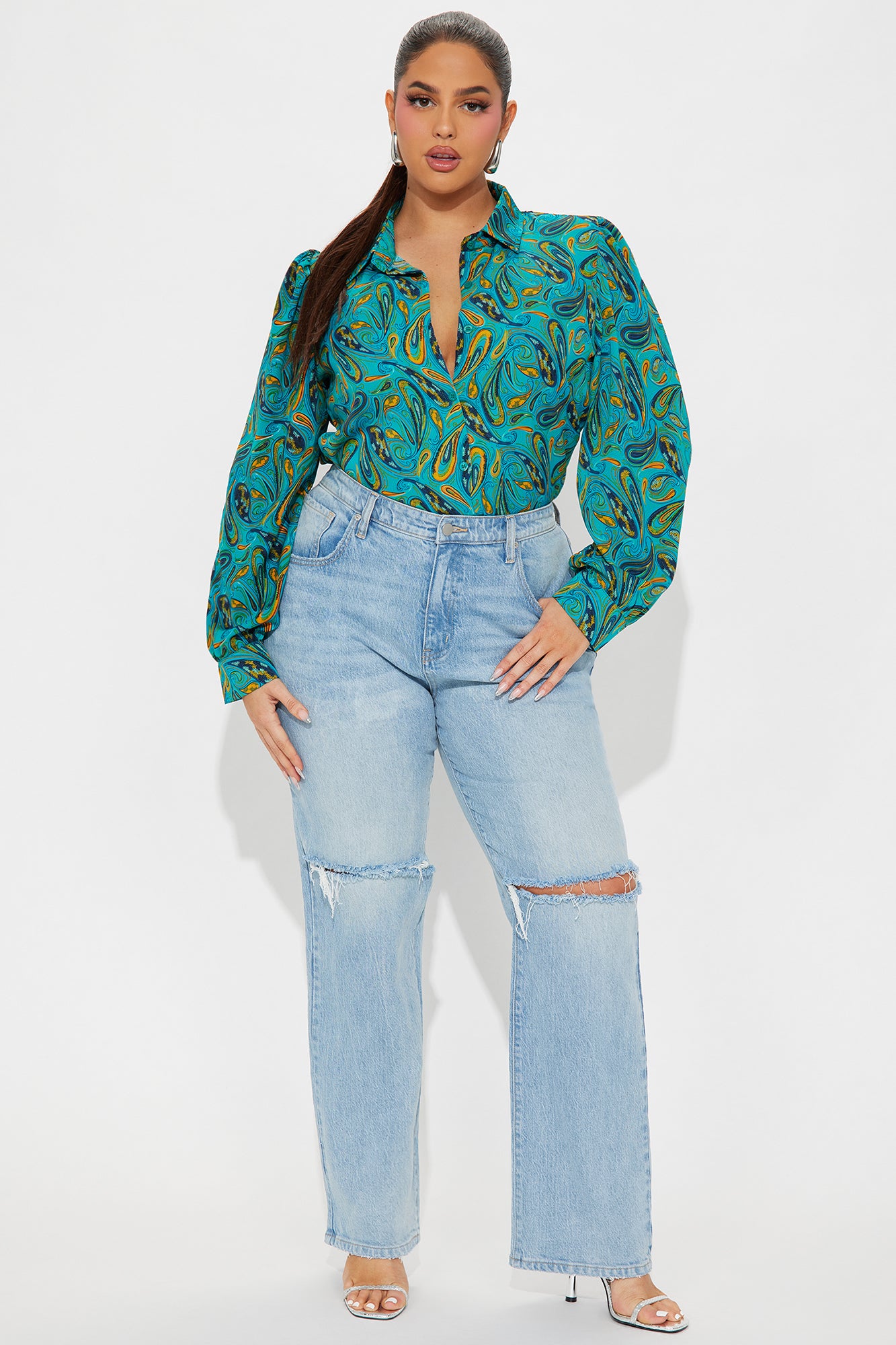 Belize Printed Shirt - Teal/combo - Image 5