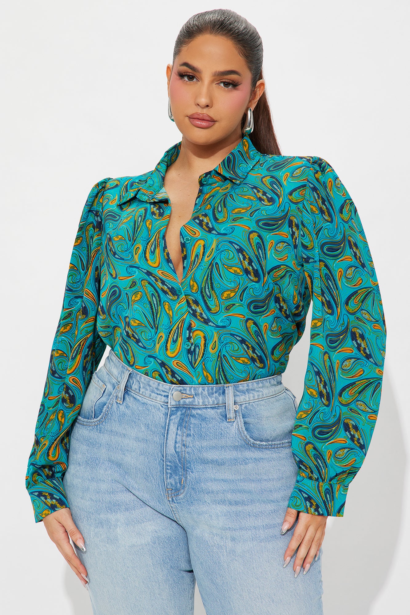 Belize Printed Shirt - Teal/combo - Image 4