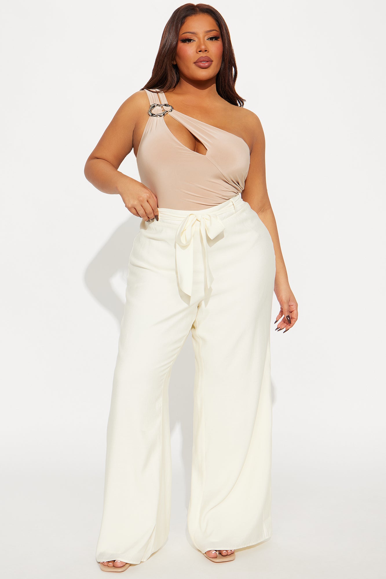 Chantel Tie Waist Pant - Cream - Image 4