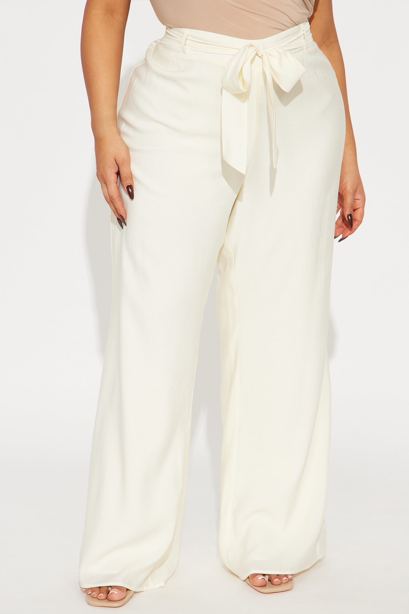 Chantel Tie Waist Pant - Cream - Image 5