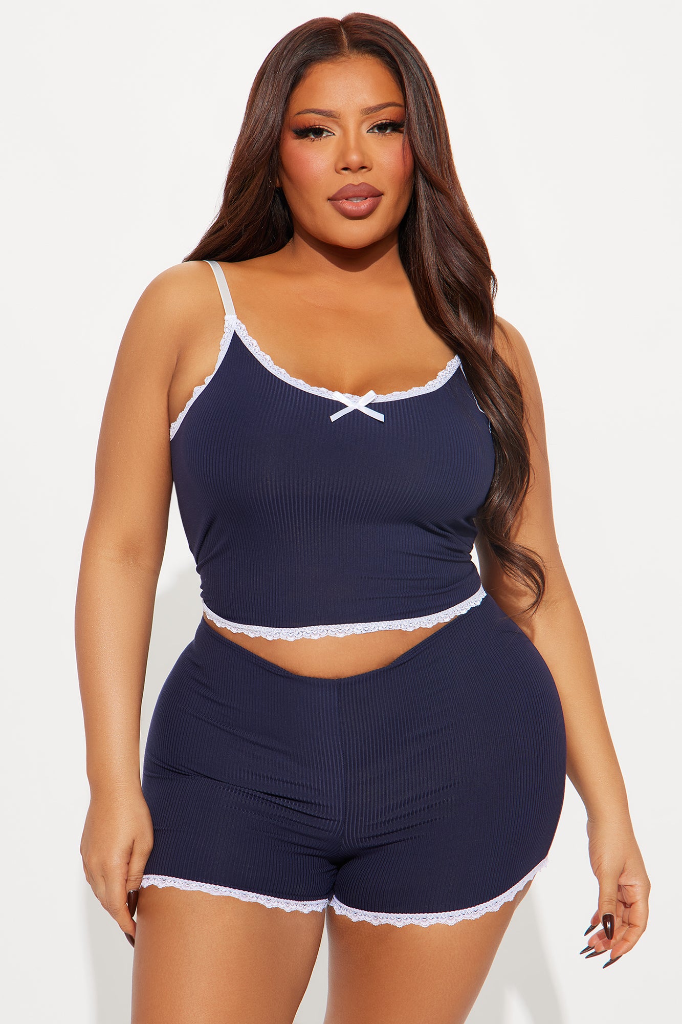 Daydreaming Ribbed PJ Short Set - Navy - Image 3