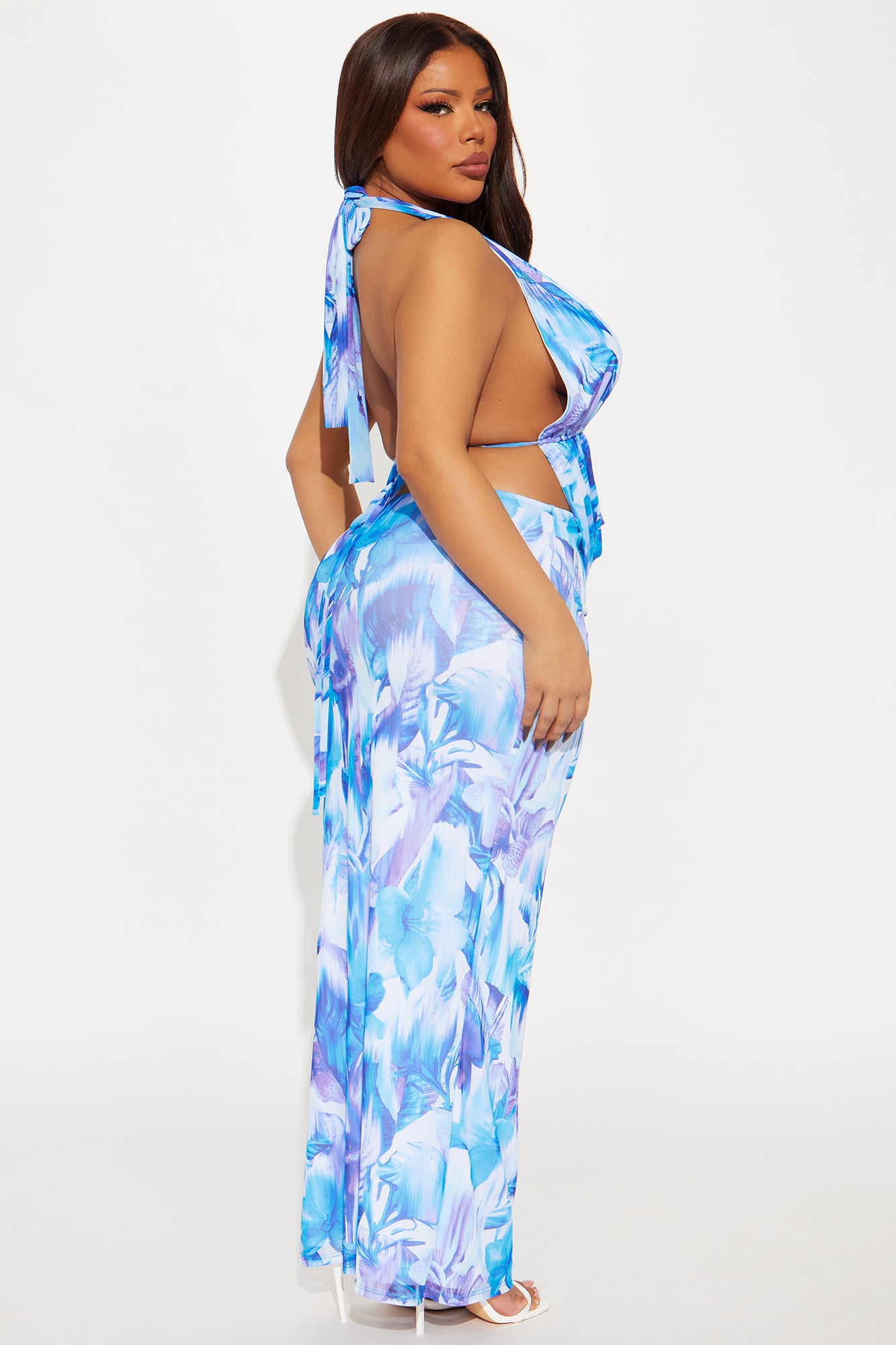 Baby It's Hot Mesh Maxi Skirt Set - Blue/combo - Image 6