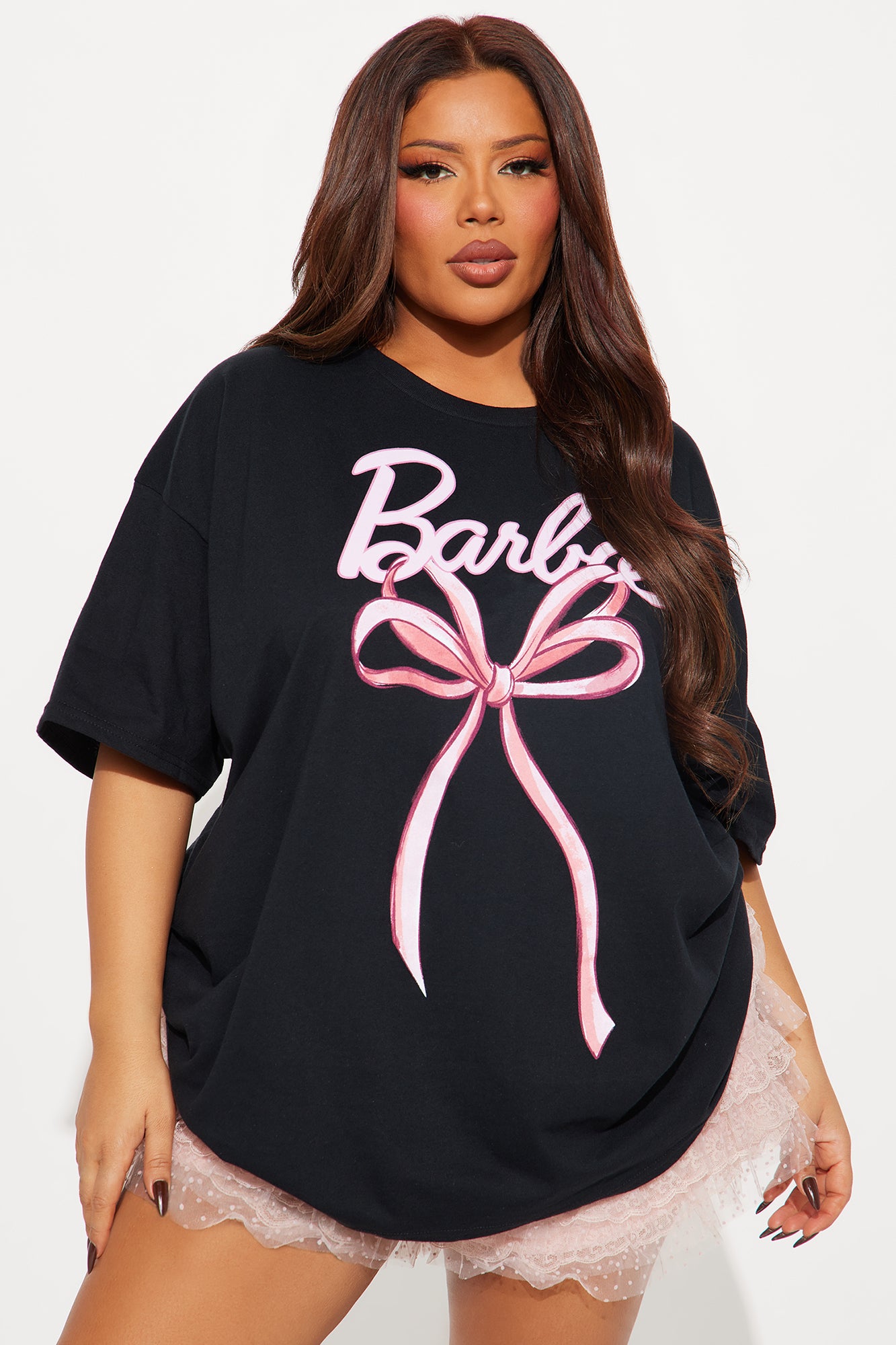 Barbie Bow Oversized Tee - Black - Image 4