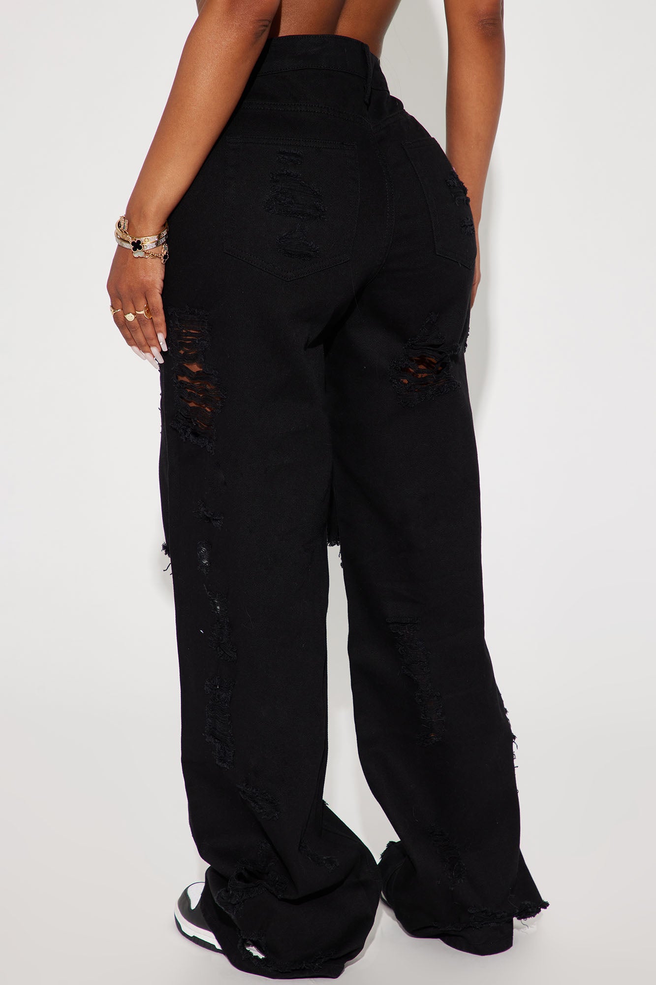 Summer Fling Destroyed Foldover Baggy Jean - Black - Image 3