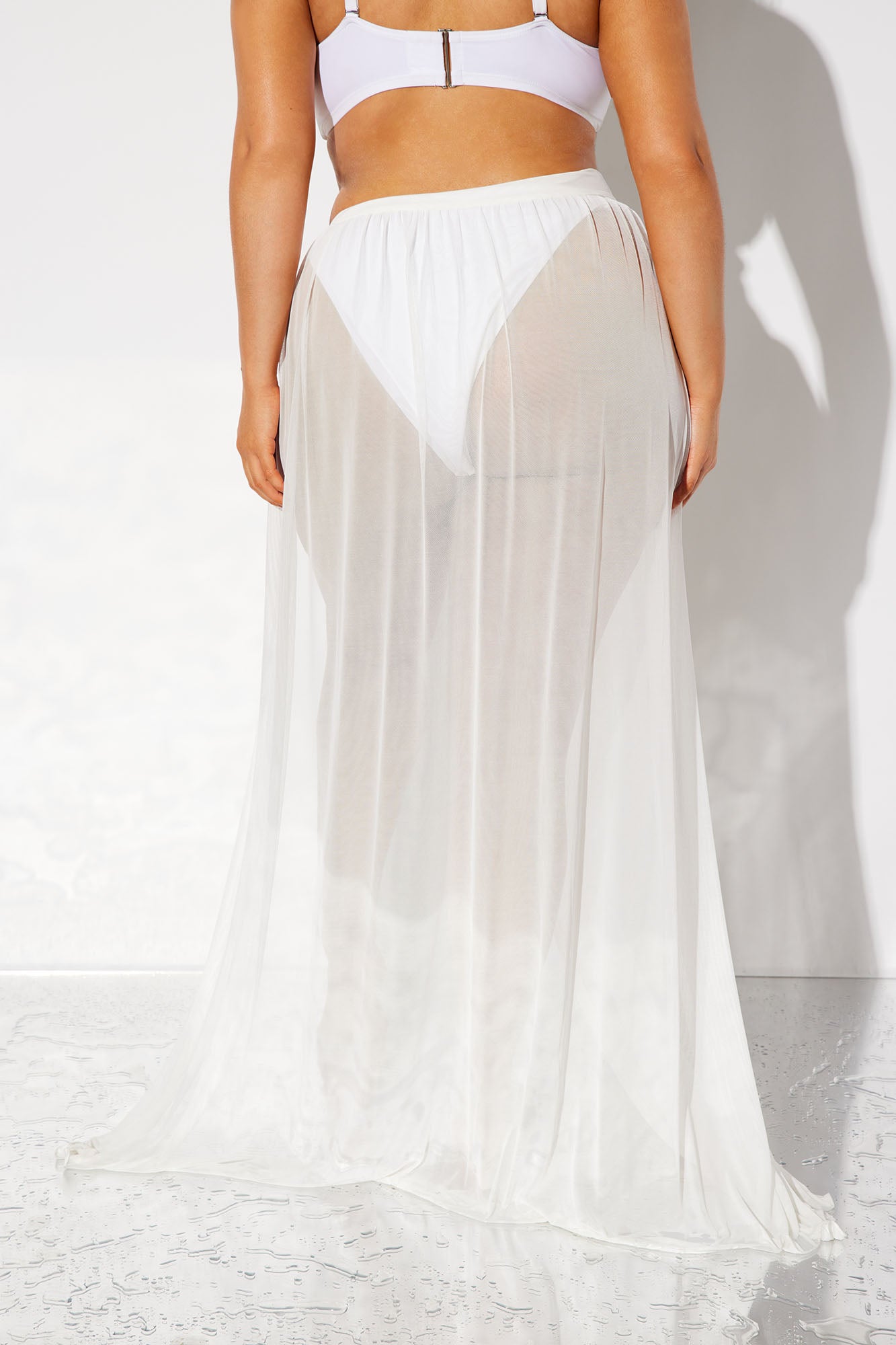 Maui Mesh Swim Tie Maxi Skirt - White - Image 6