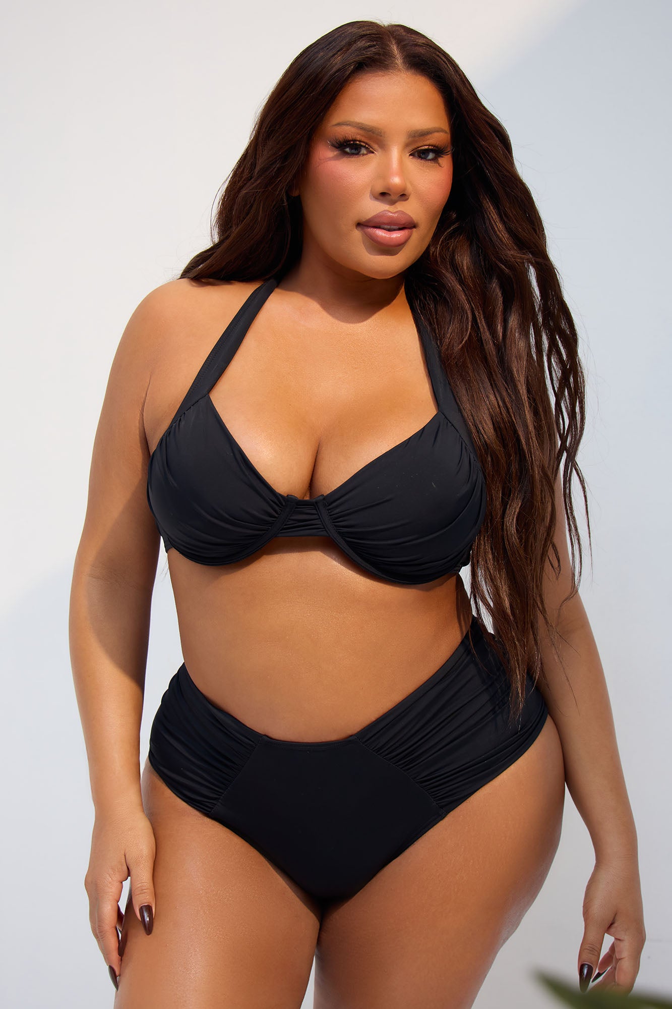 Summer Feels Ruched Underwire 2 Piece Bikini - Black - Image 4