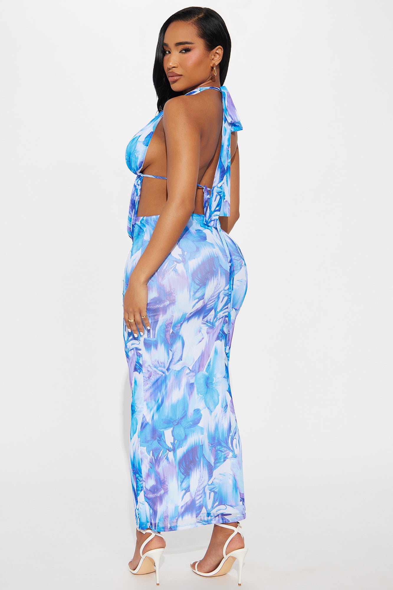 Baby It's Hot Mesh Maxi Skirt Set - Blue/combo - Image 3