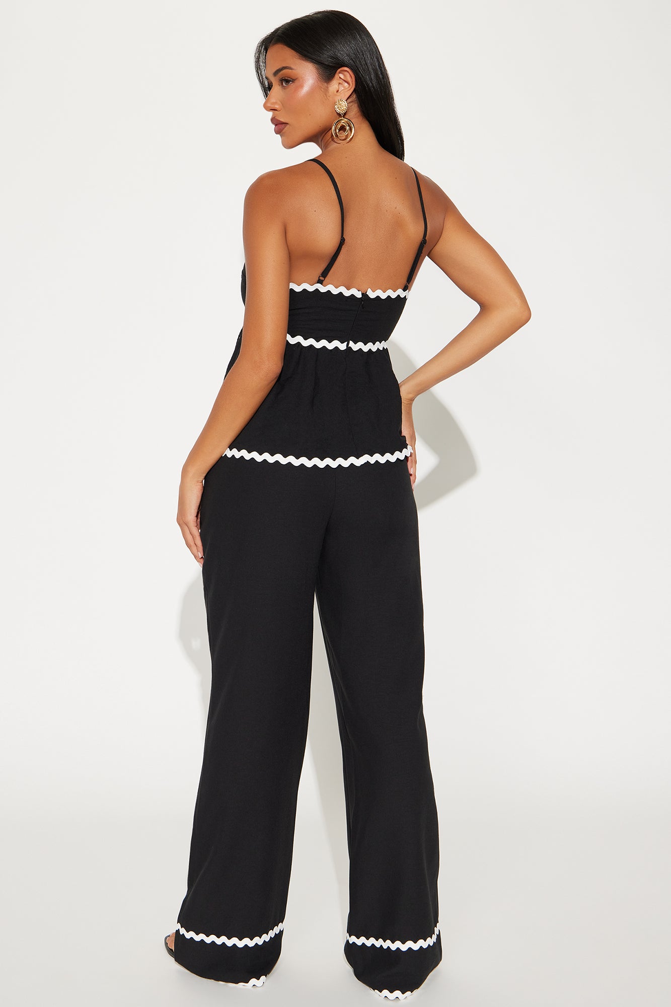 Walk The Coast Linen Pant Set - Black - Image 3