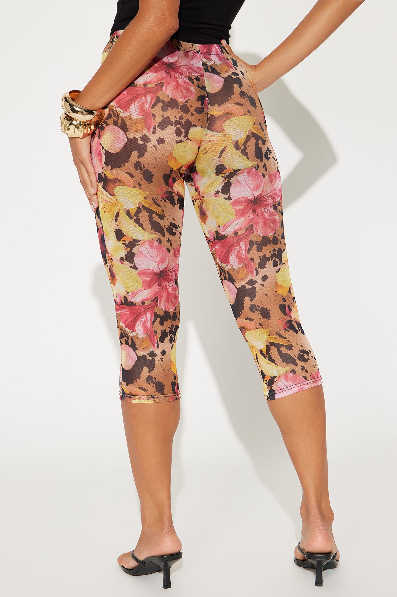 That's Hot Floral Animal Print Mesh Capri Legging - Multi Color - Image 3