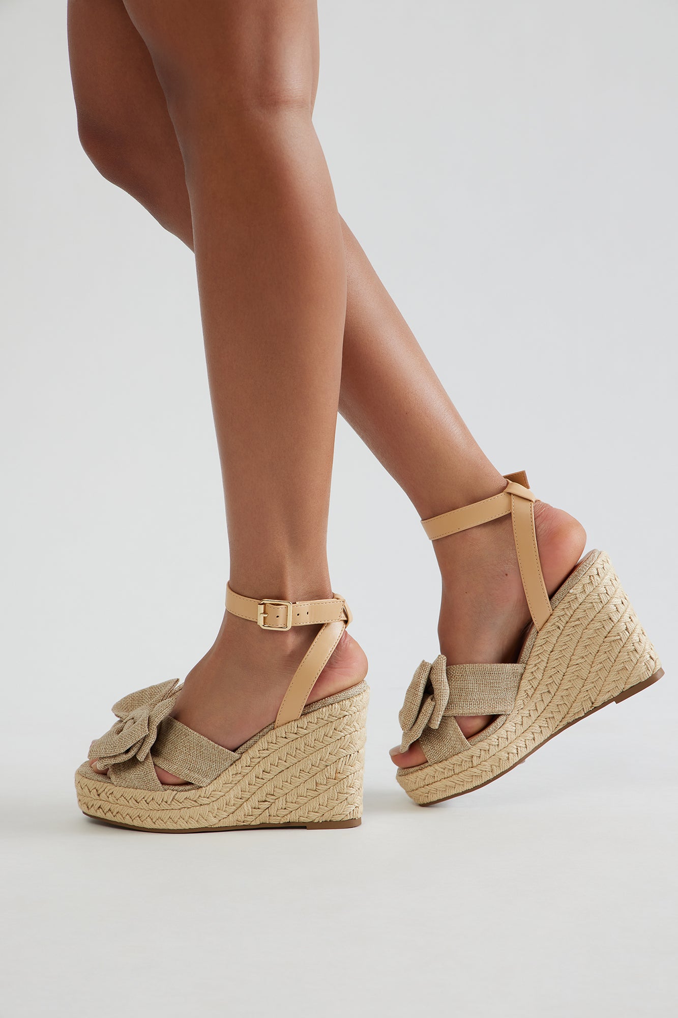 Thora Bow Jute Platform Wedges - Natural - Image 4