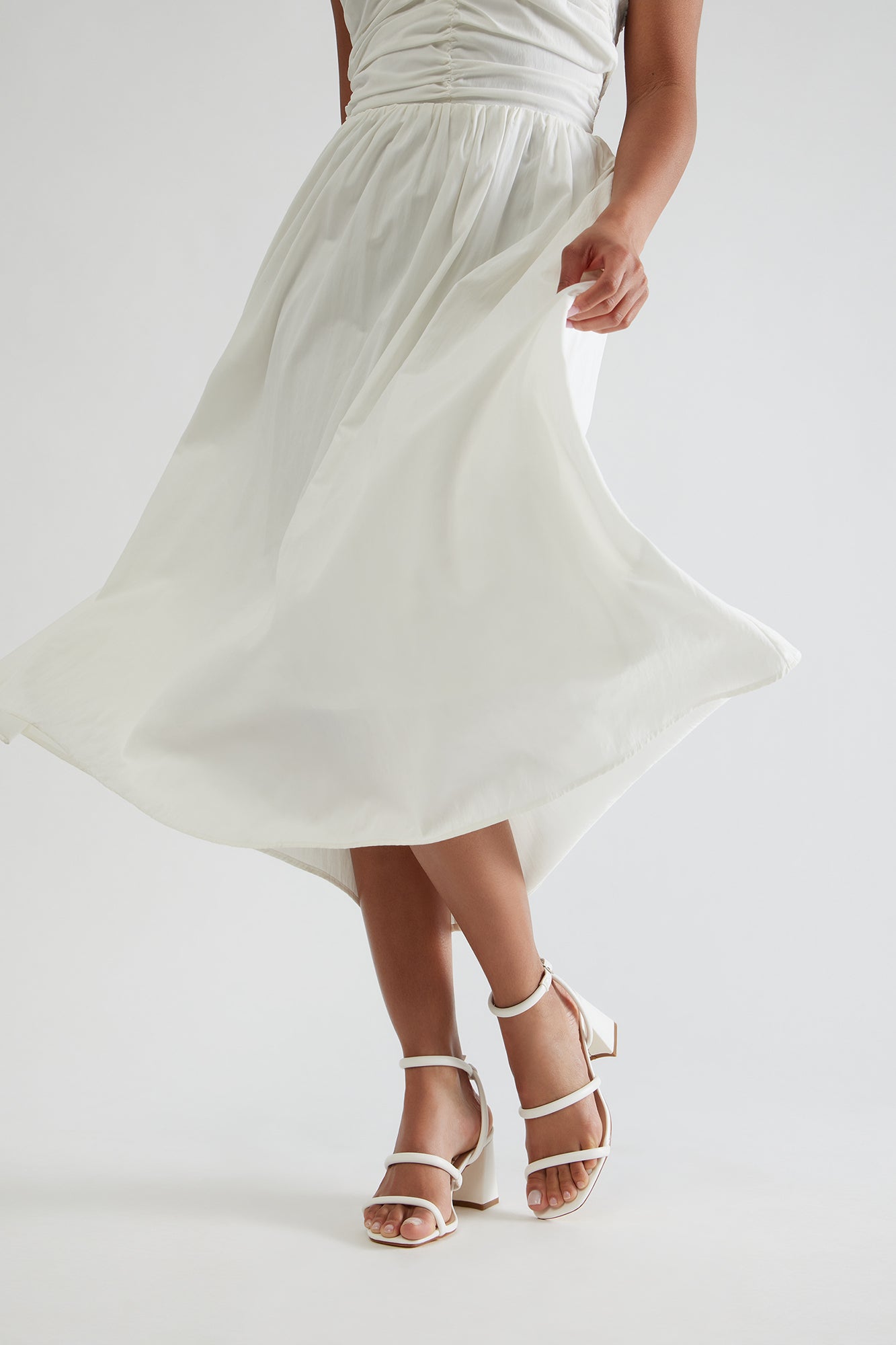Brinkley Ankle Strap Block Heels - White - Image 4