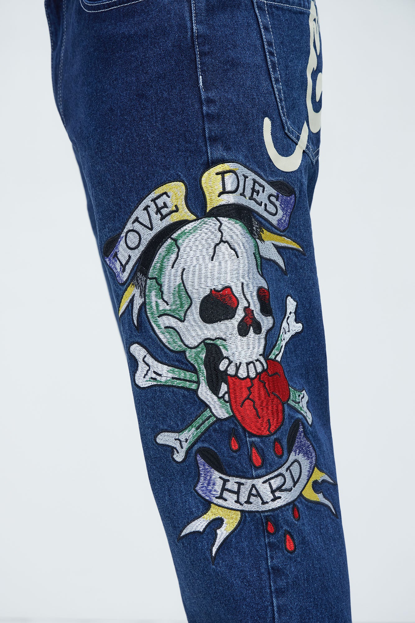 Ed Hardy Relaxed Skull Heart Jeans - Dark Wash - Image 4