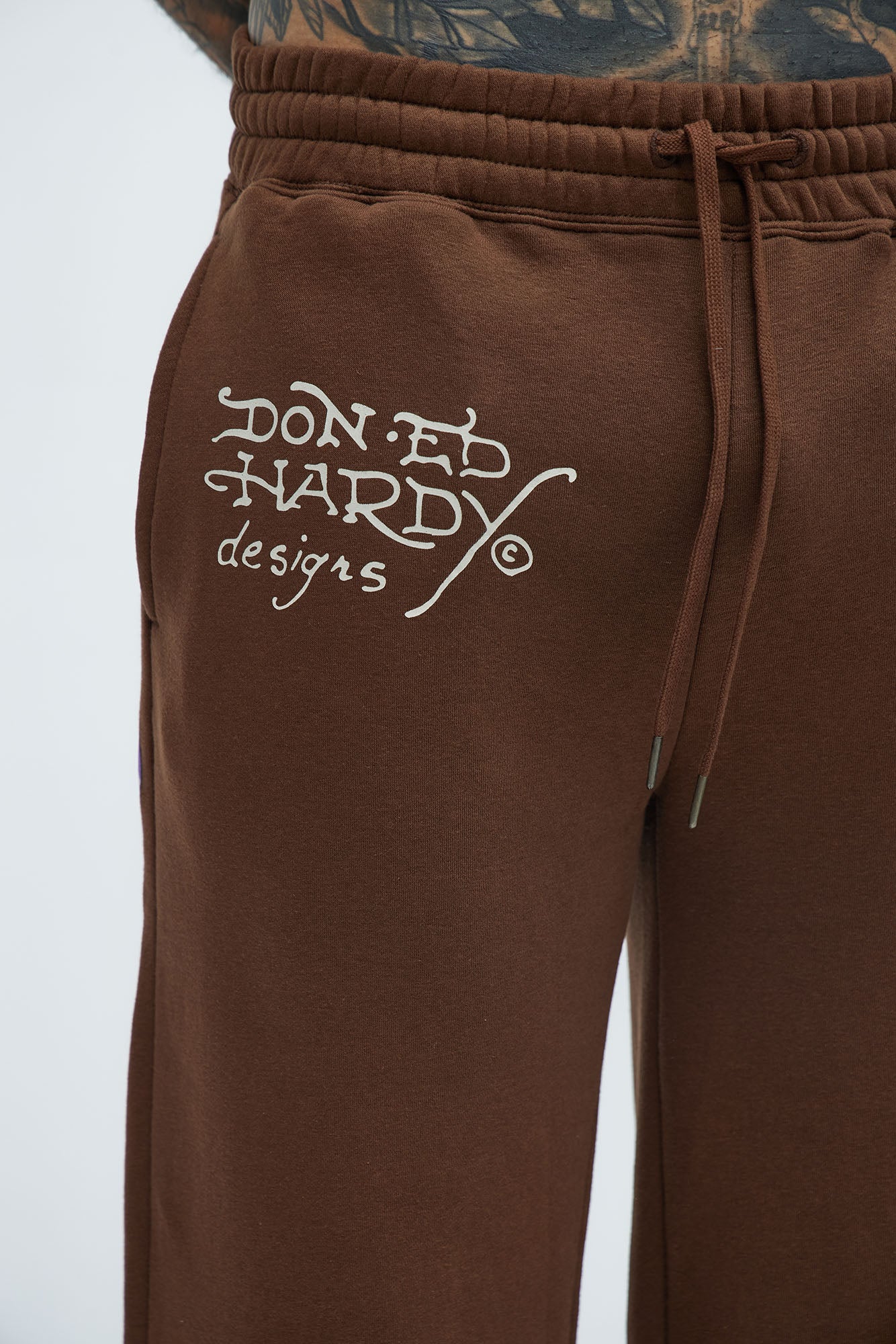 Ed Hardy Panther Tiger Baggy Sweatpants - Chocolate - Image 4