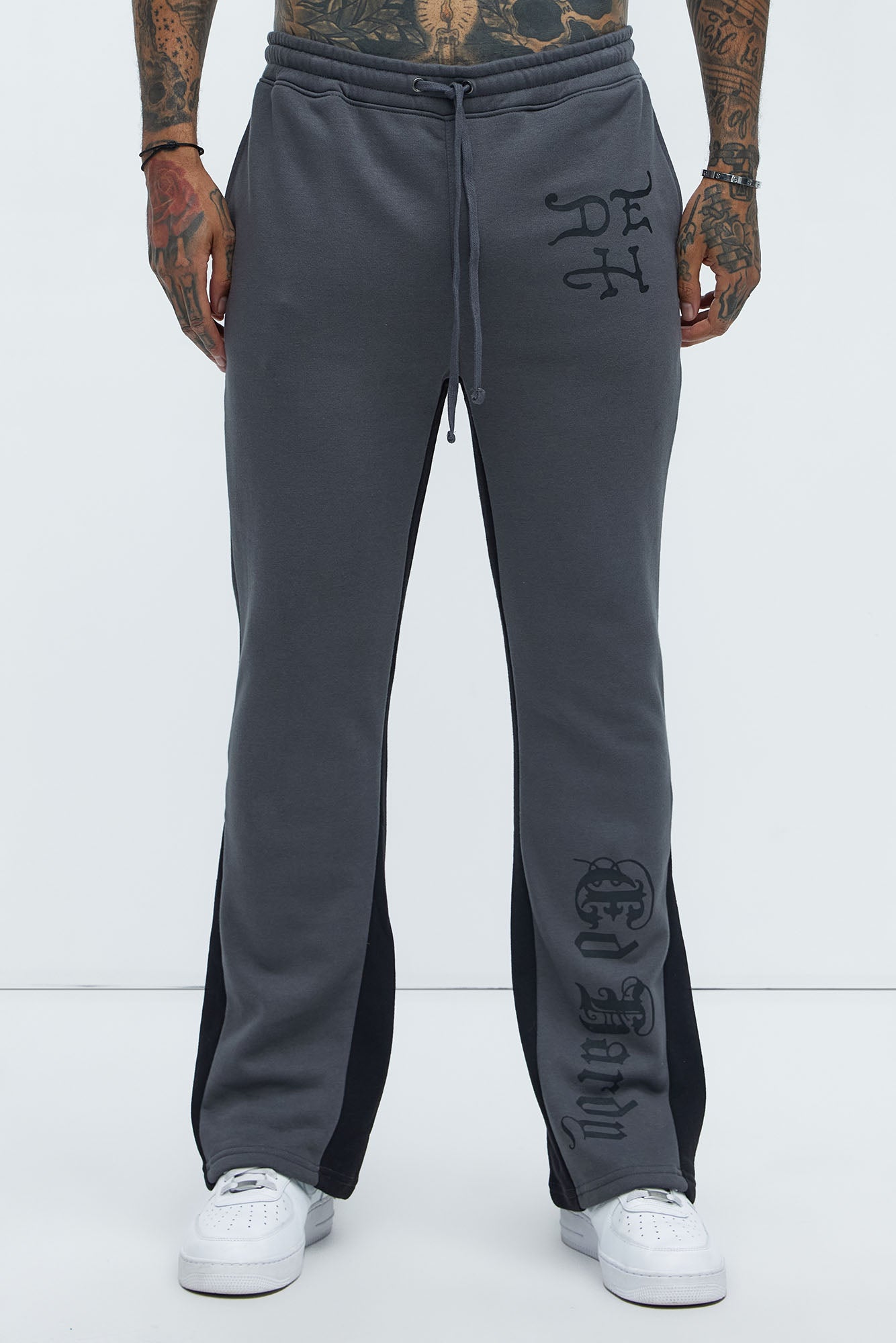 Ed Hardy Dragon Flamed Stacked Sweatpants - Charcoal - Image 3
