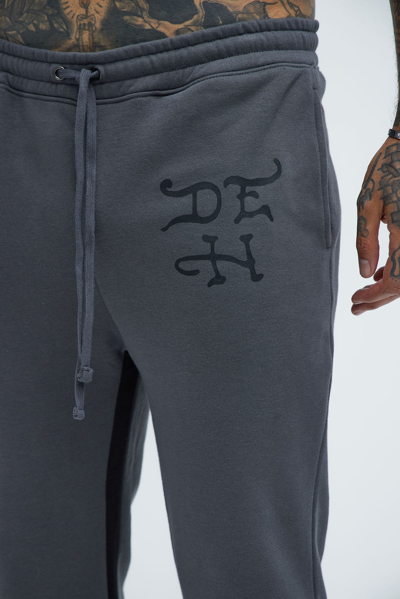 Ed Hardy Dragon Flamed Stacked Sweatpants - Charcoal - Image 4