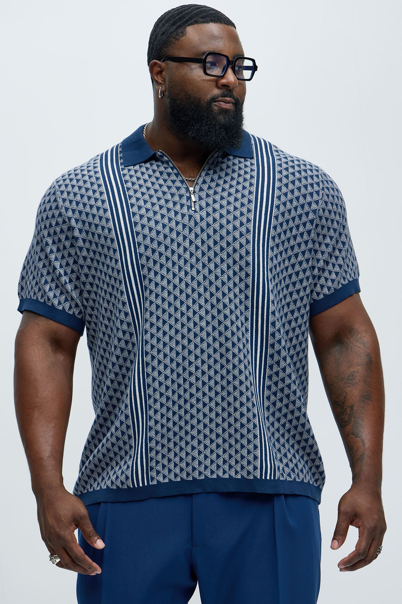 Avery Quarter Zip Knit Polo - Navy/combo - Image 4