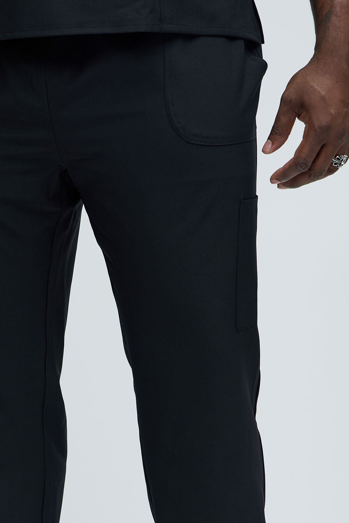 Mens Essential 4 Way Stretch Scrub Uniform Jogger Set - Black - Image 8