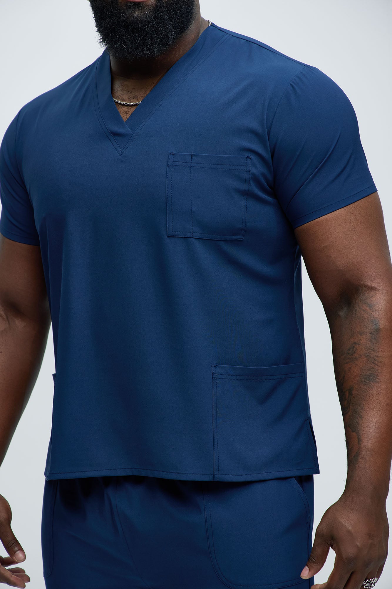 Mens Essential 4 Way Stretch Scrub Uniform Jogger Set - Navy - Image 3