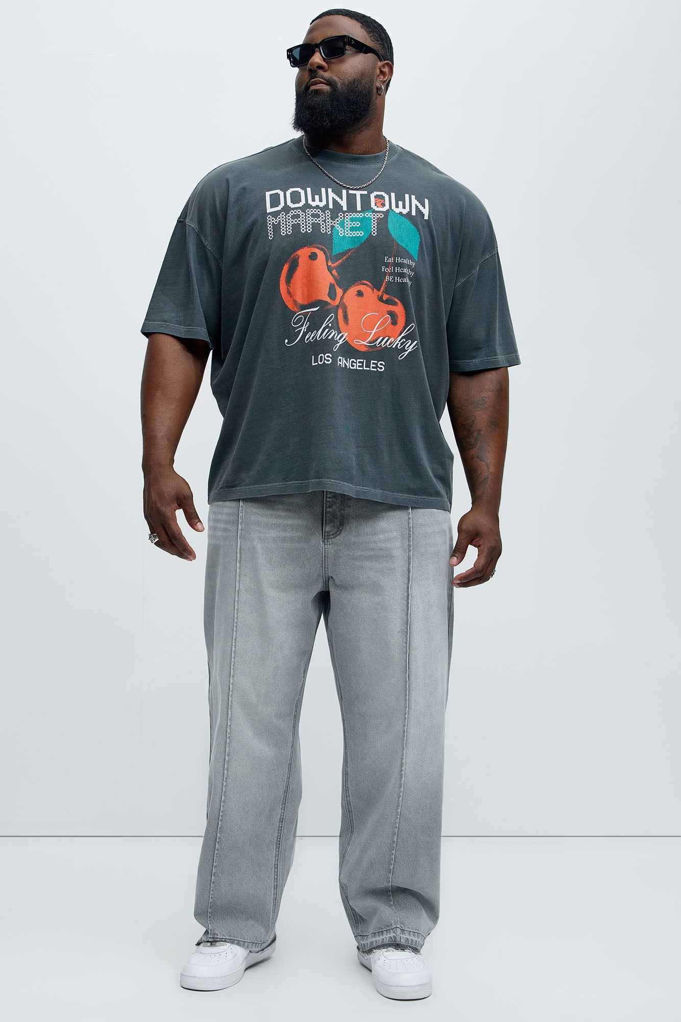 Downtown Market LA Oversized Short Sleeve Tee - Grey - Image 5