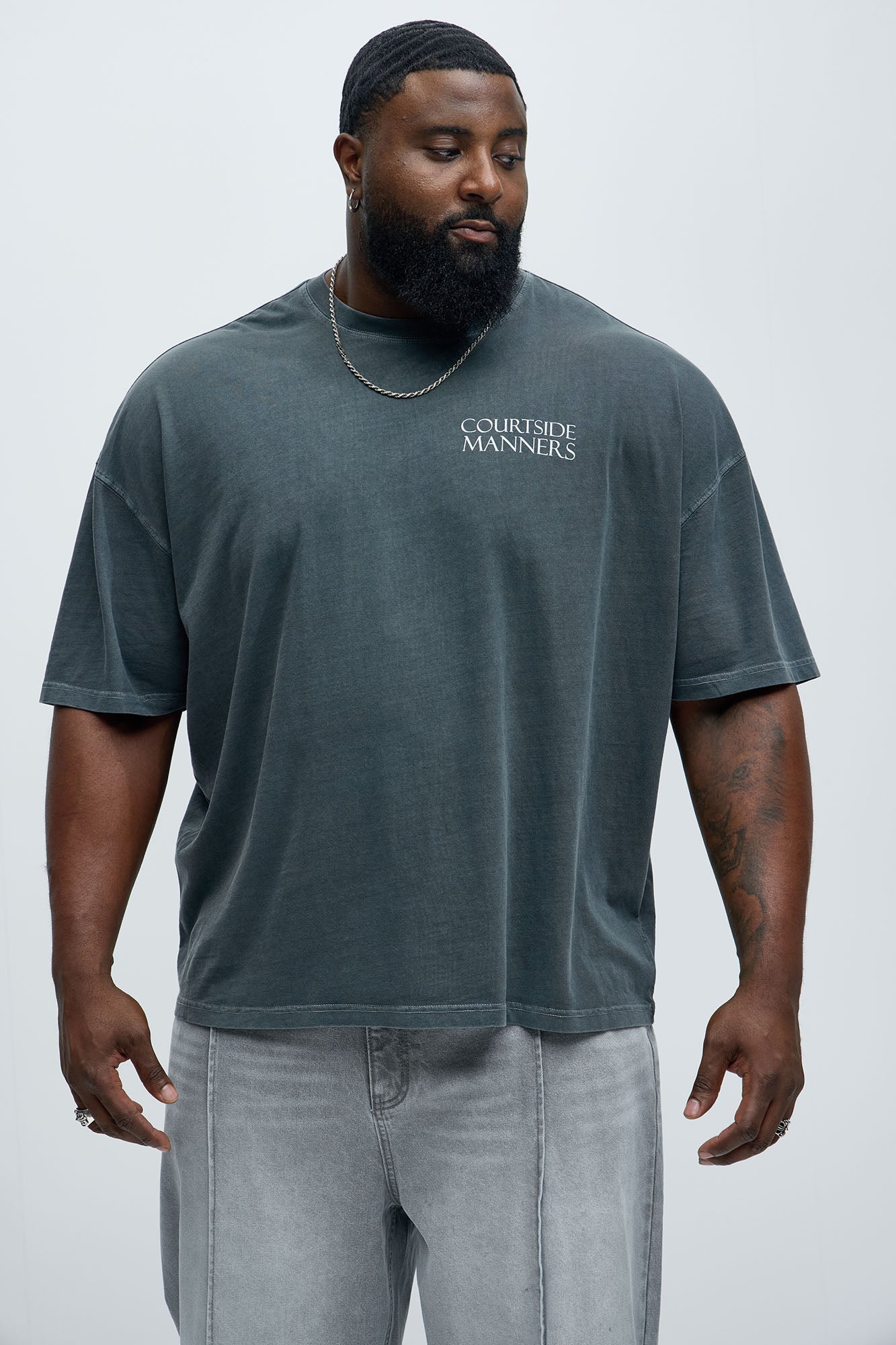 Courtside Manners Oversized Short Sleeve Tee - Grey - Image 6