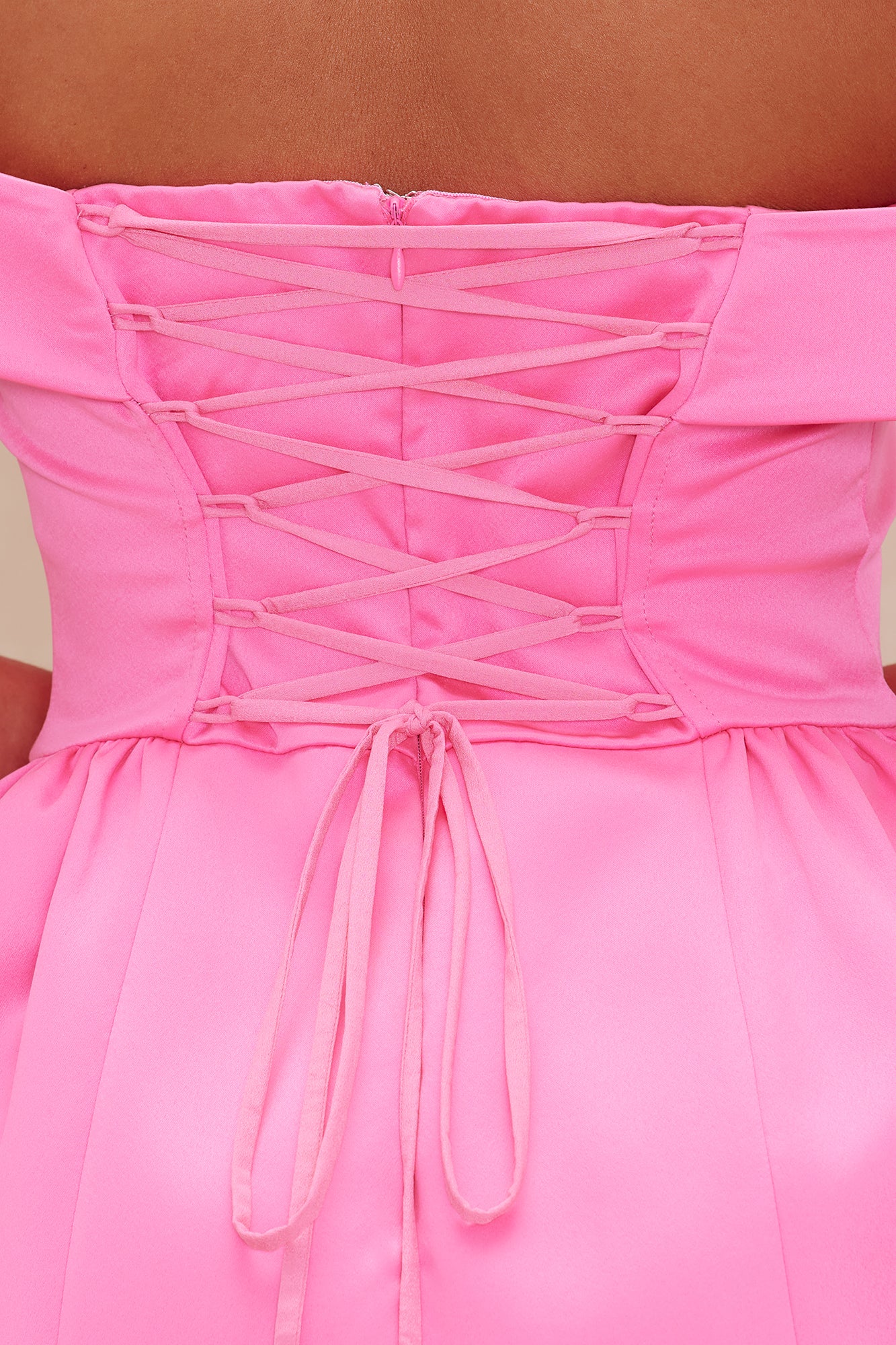 Ariana Satin Mini Dress - Pink - Image 4