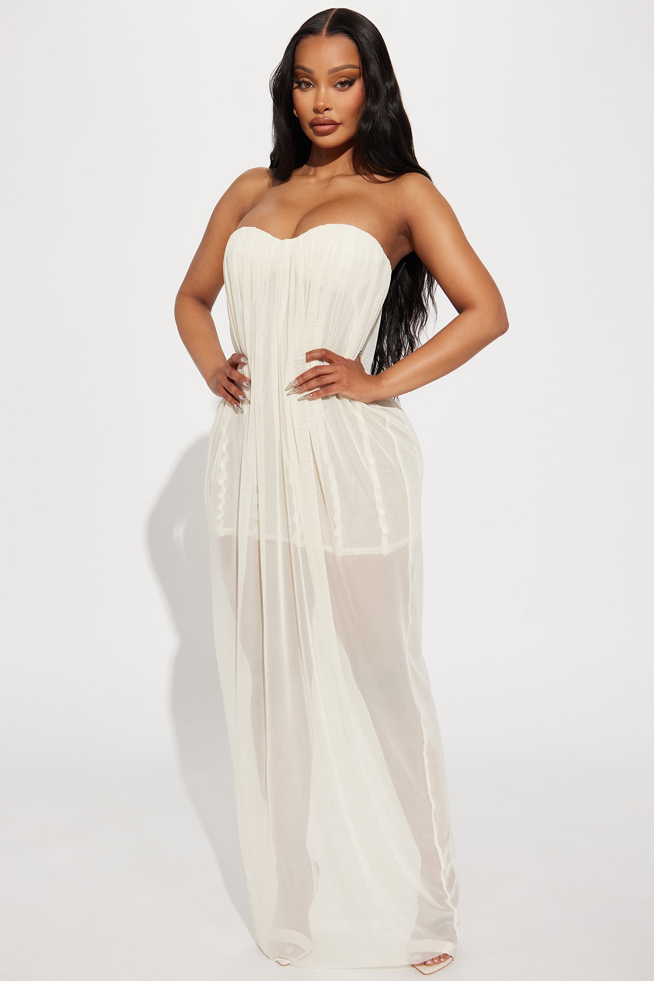 Take Notes Mesh Maxi Dress - Ivory - Image 5