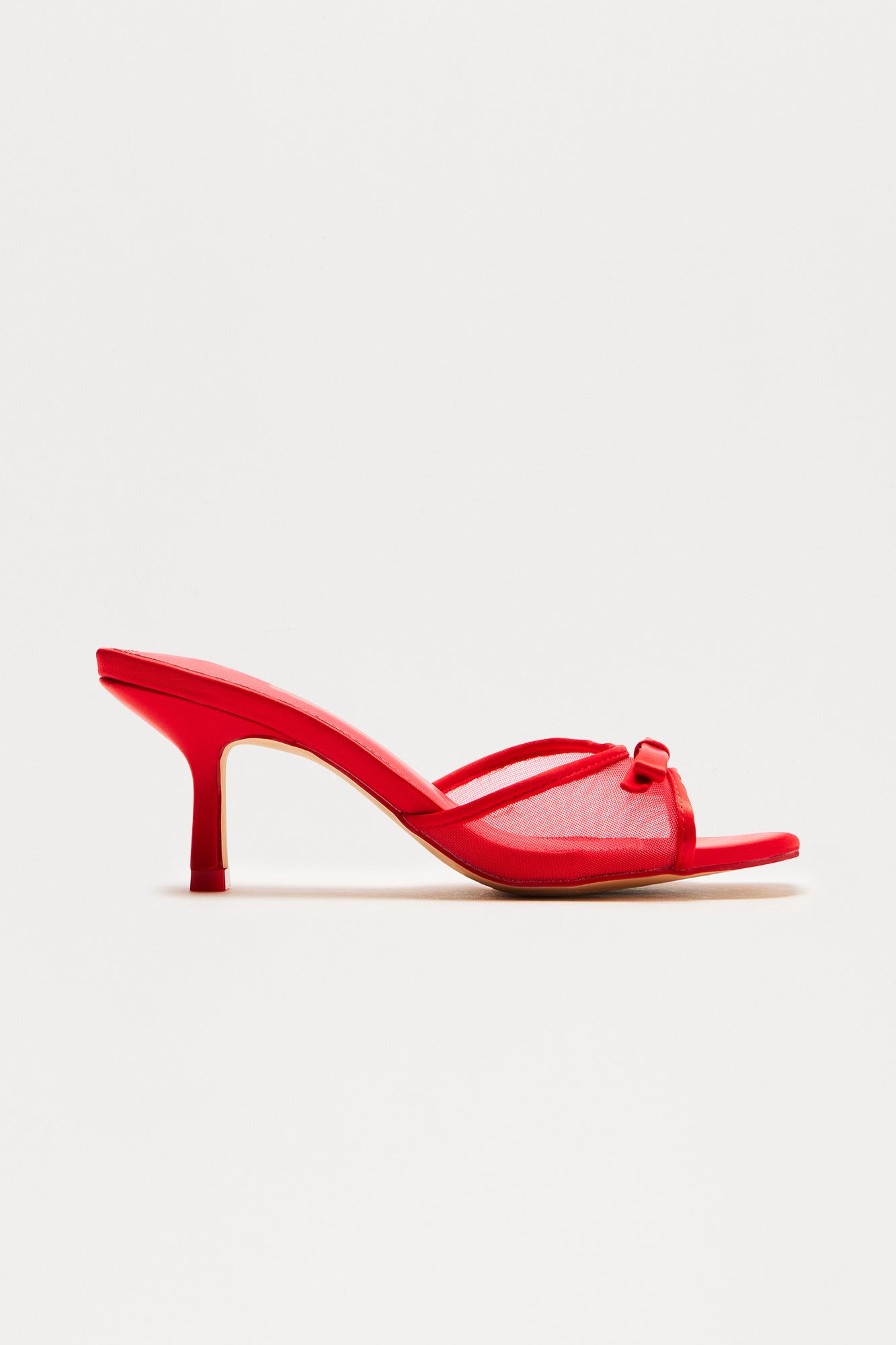 Divya Bow Faux Leather Mules - Red - Image 3