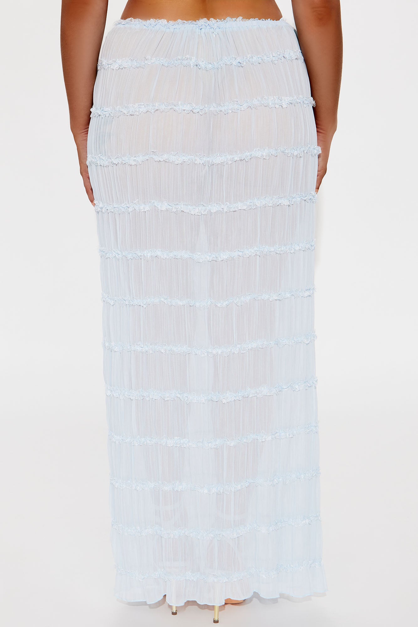 Delilah Tiered Sheer Maxi Skirt - Light Blue - Image 3