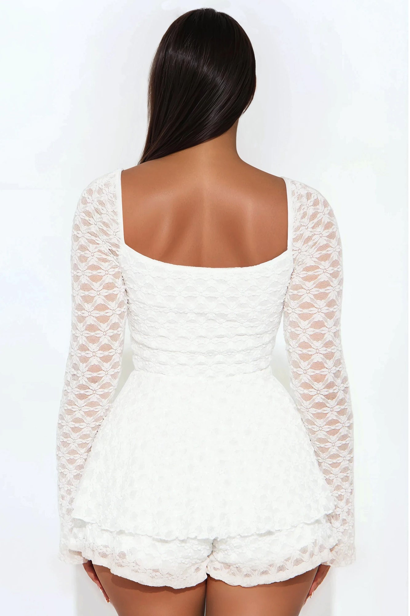 Eda Stretch Lace Romper - Ivory - Image 3