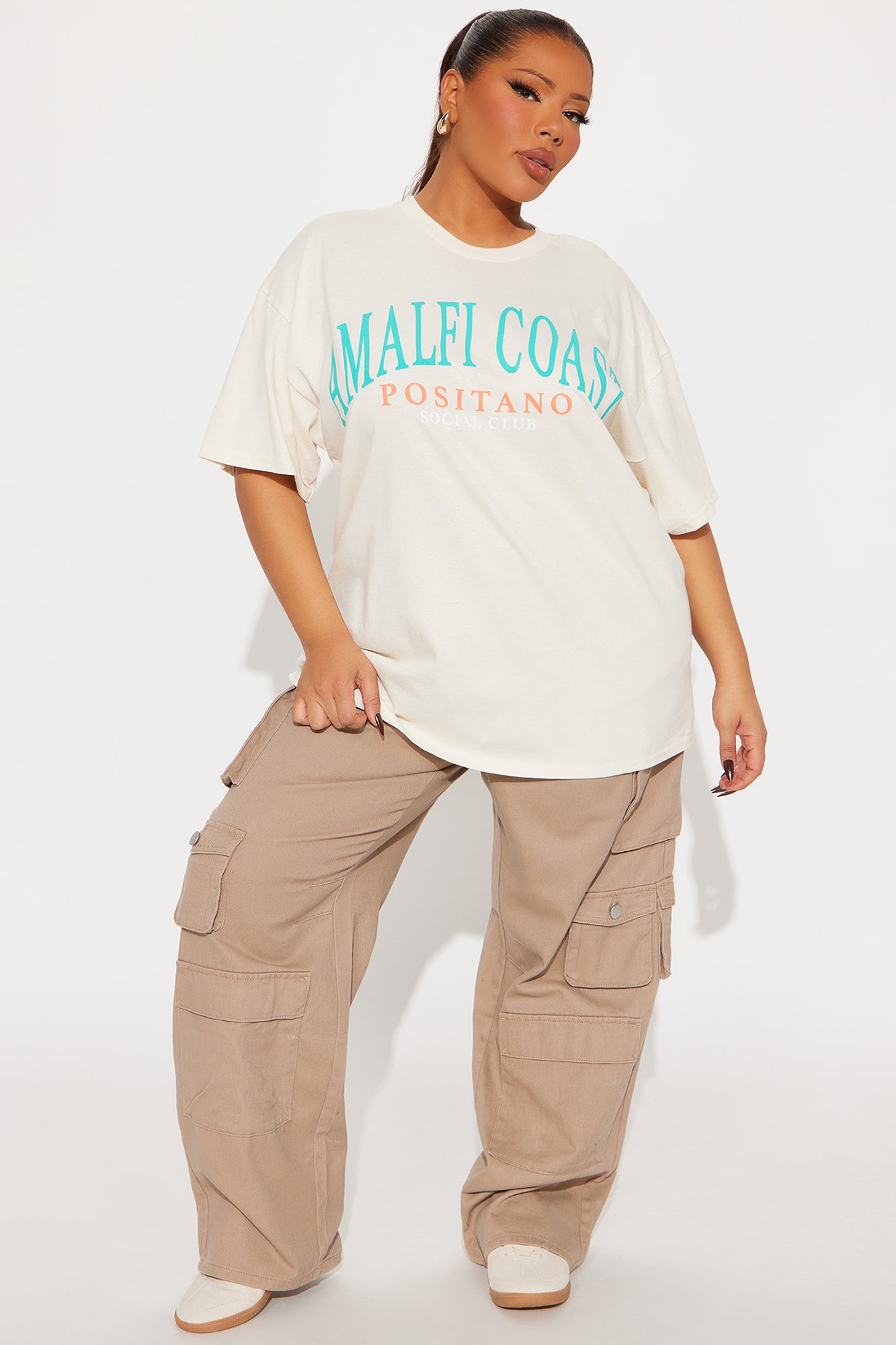Amalfi Coast Summer Oversized Tee - Natural - Image 5