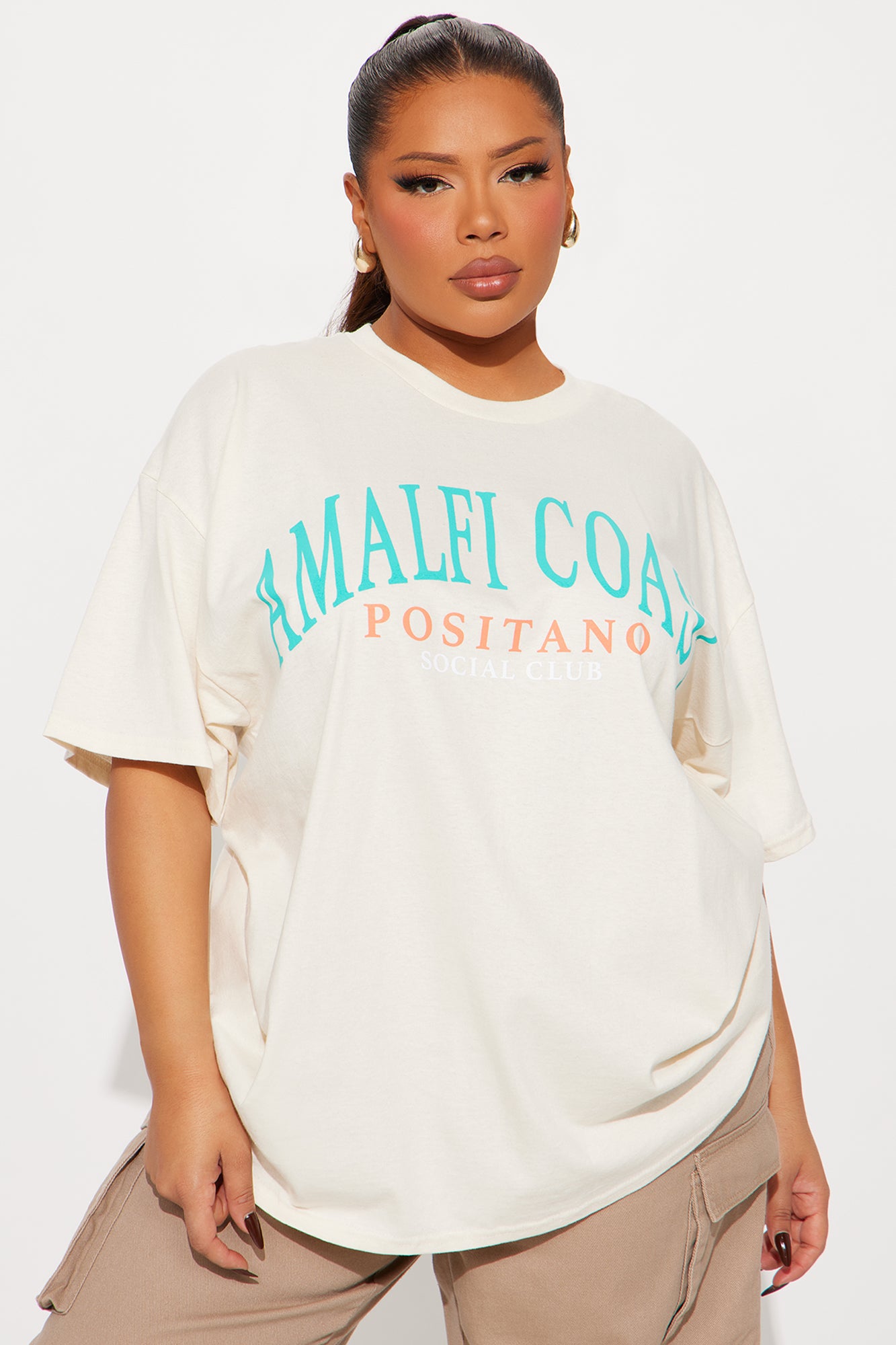 Amalfi Coast Summer Oversized Tee - Natural - Image 3
