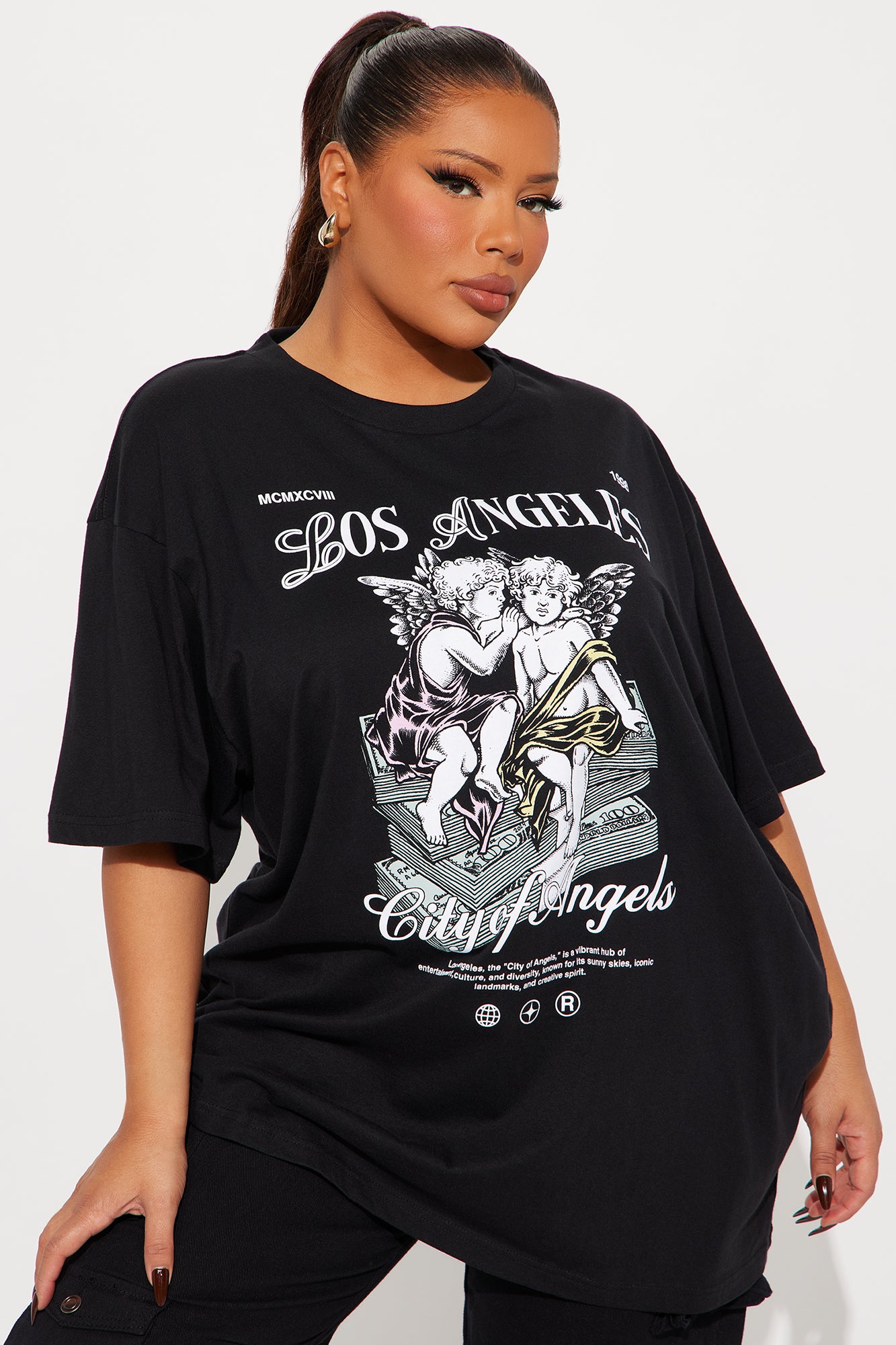 City of Angels LA Oversized Tee - Black - Image 4