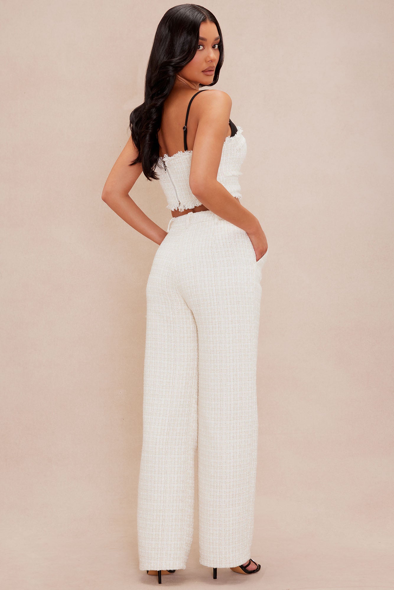Camryn Tweed Pant Set - Cream/combo - Image 4