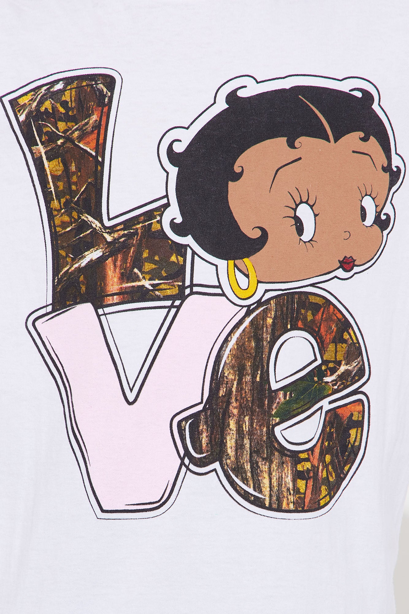 Mini Betty Boop Love Camo Short Sleeve T-Shirt - White - Image 3