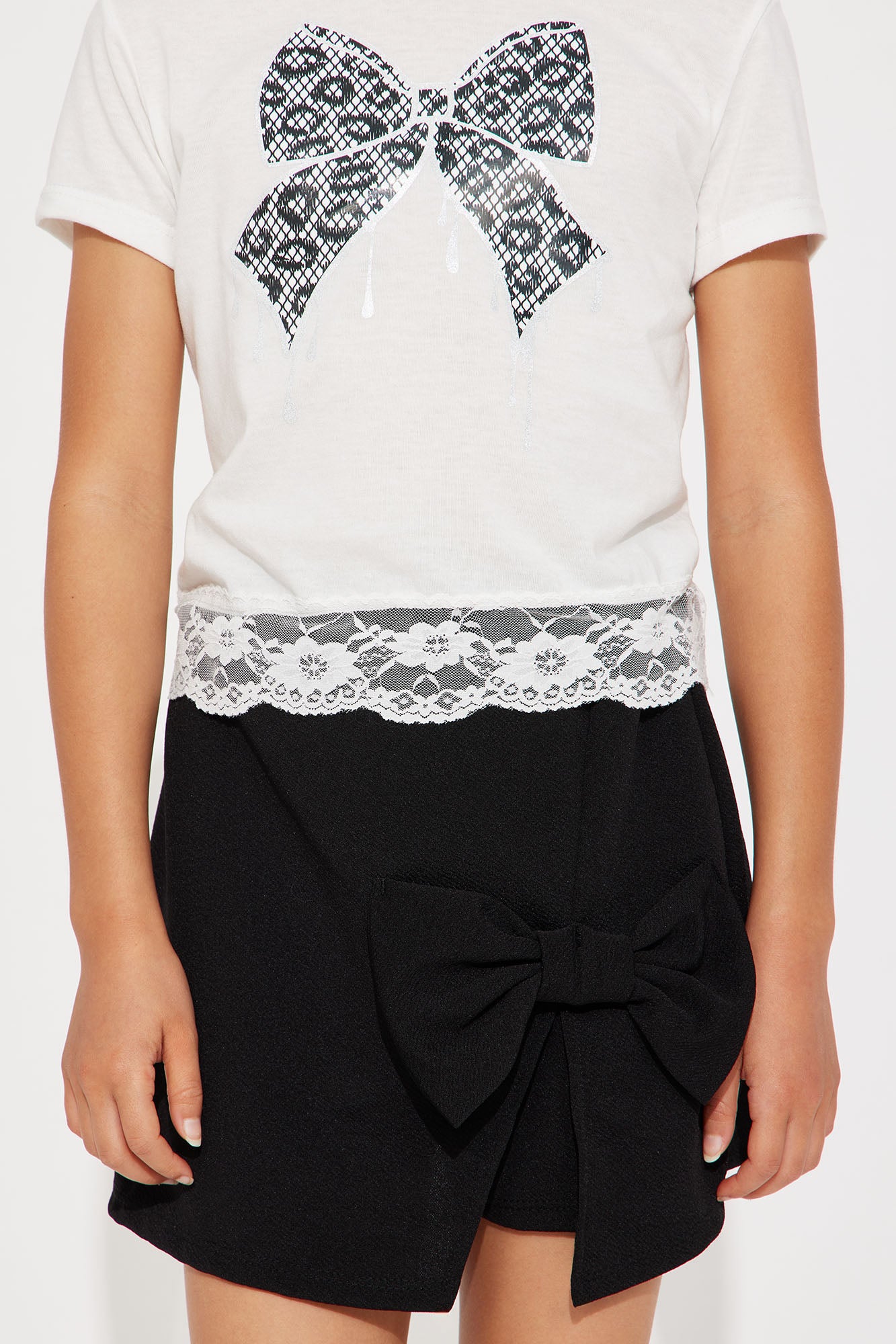 Mini Amelia Skirt Set - White/Black - Image 3