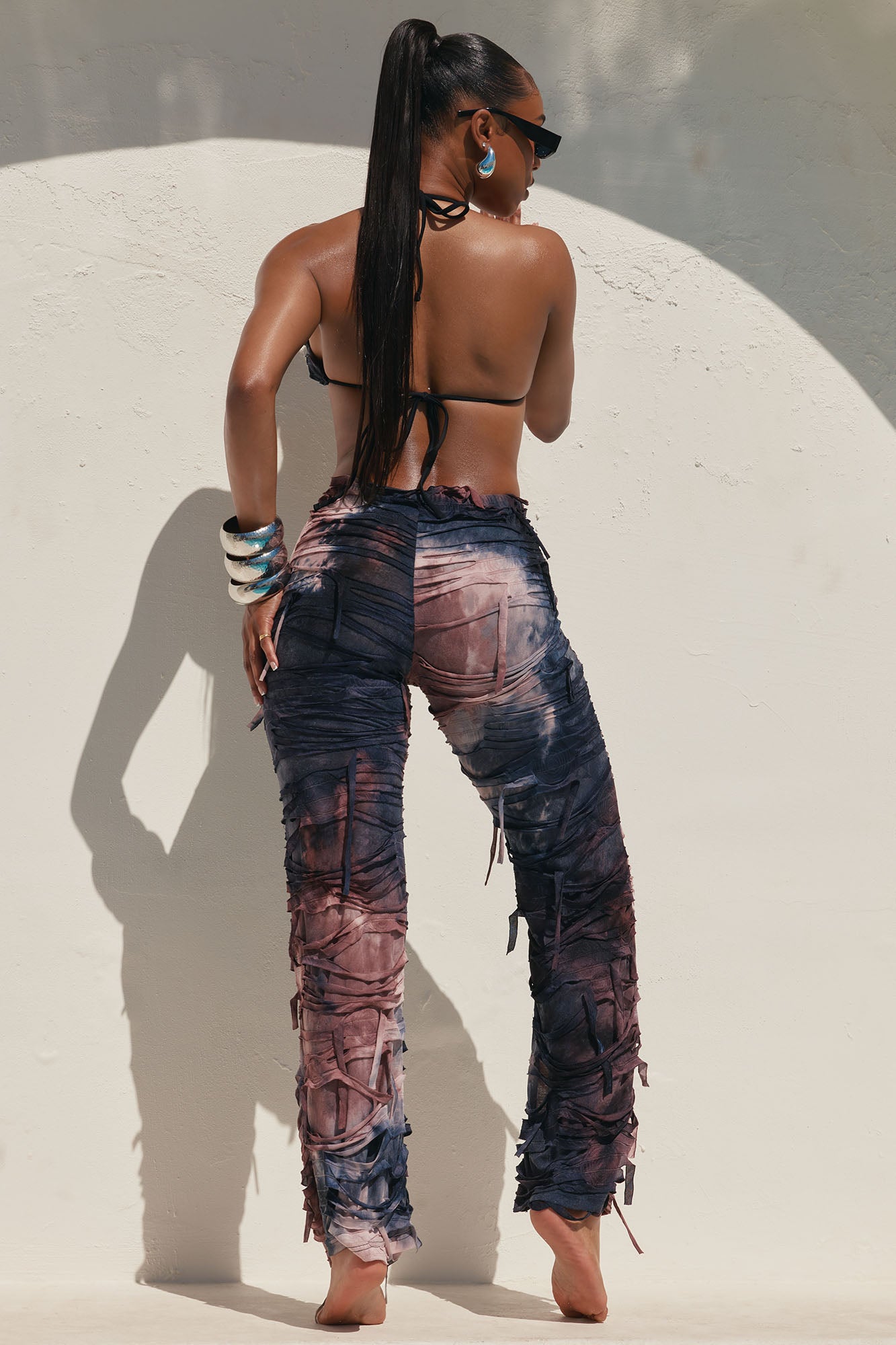 Stranded In Paradise Distressed 3 Piece Bikini Pants Set - Grey/combo - Image 5