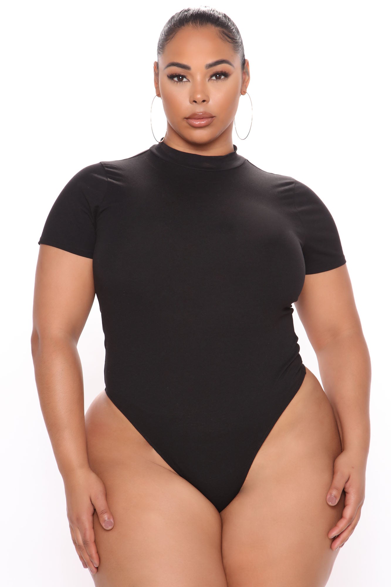 Basic Mock Neck Bodysuit - Black - Image 6
