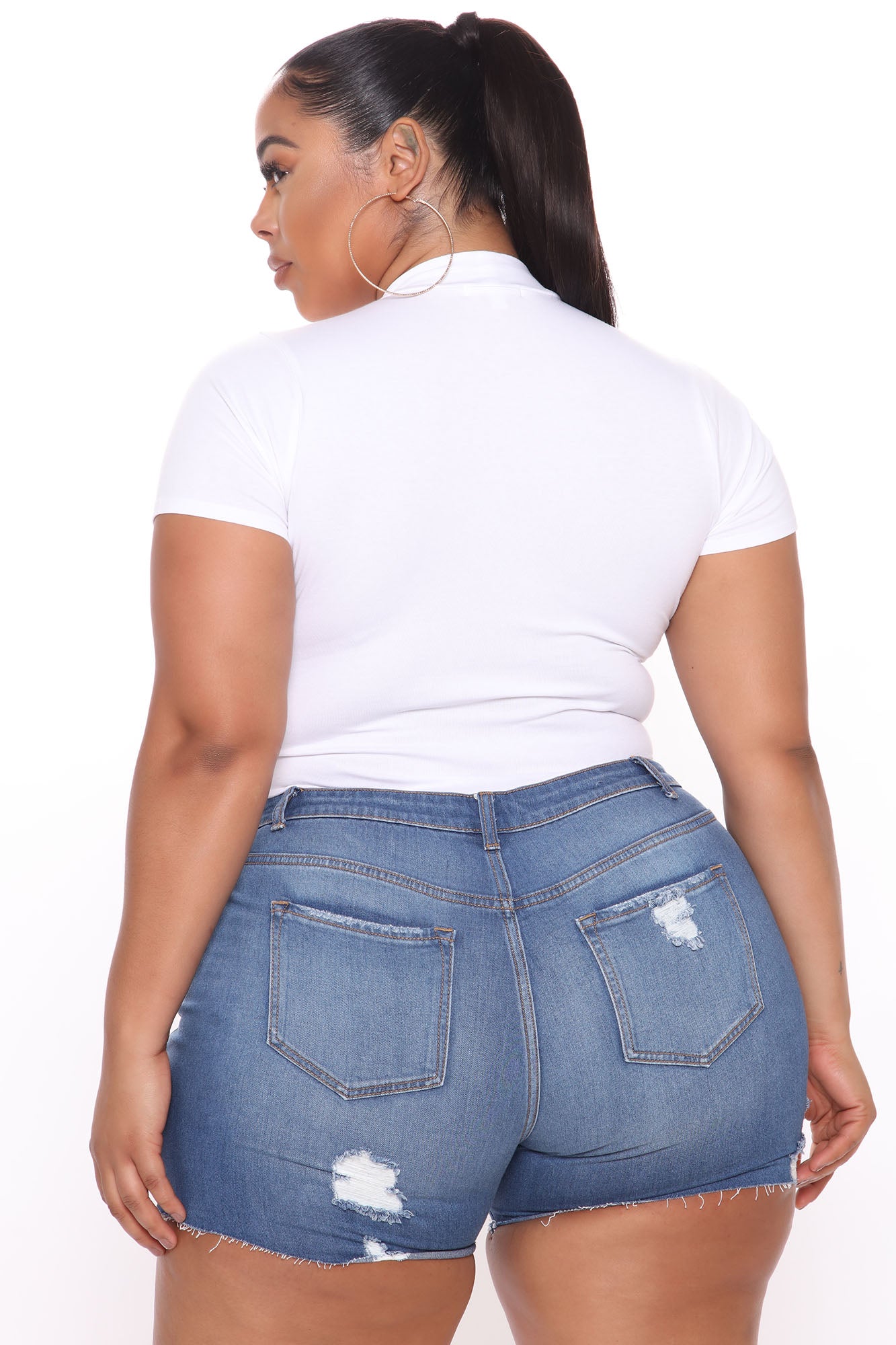 Basic Mock Neck Bodysuit - White - Image 8