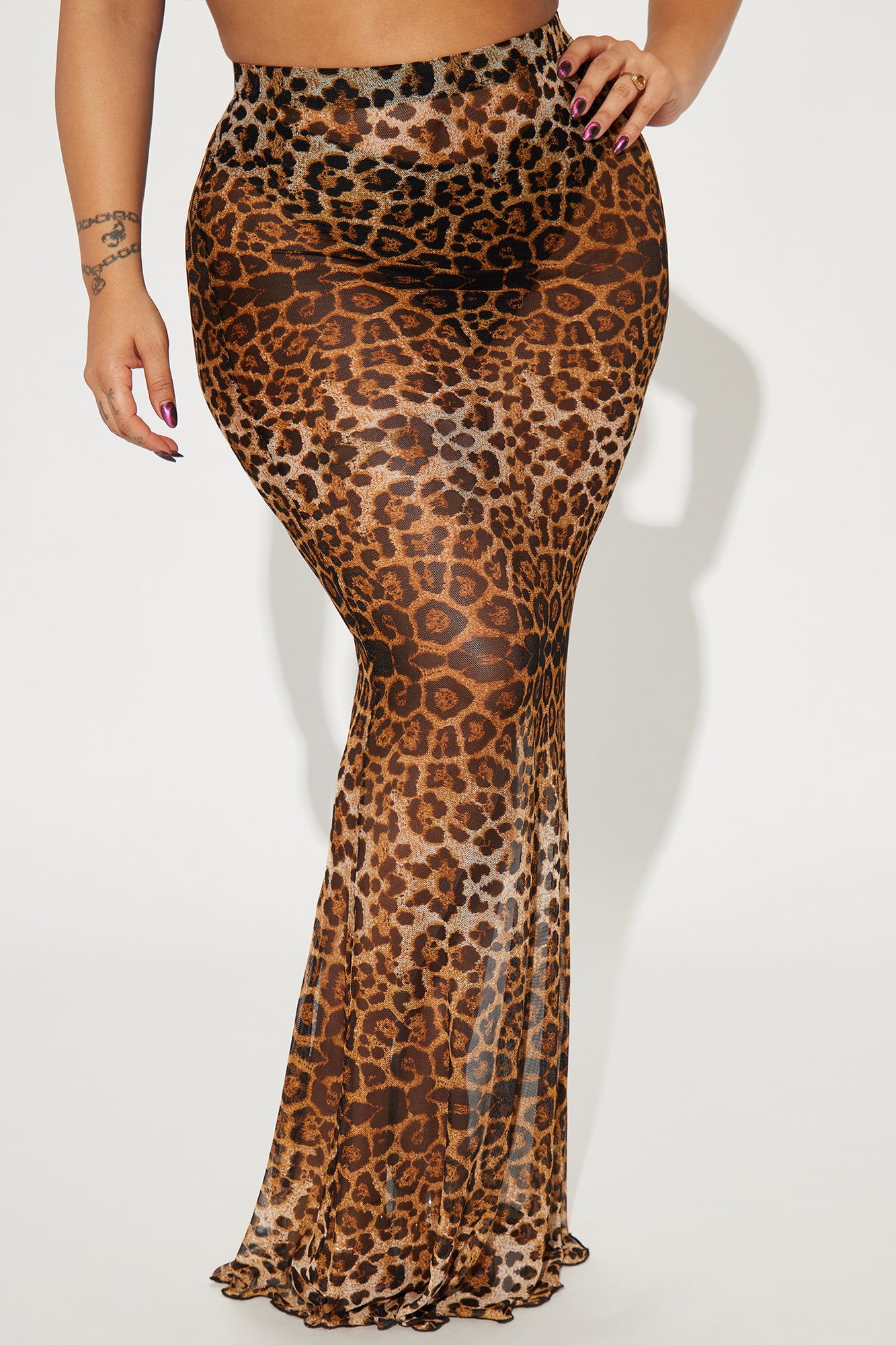 Catch Me Leopard Mesh Maxi Skirt - Brown/combo - Image 6