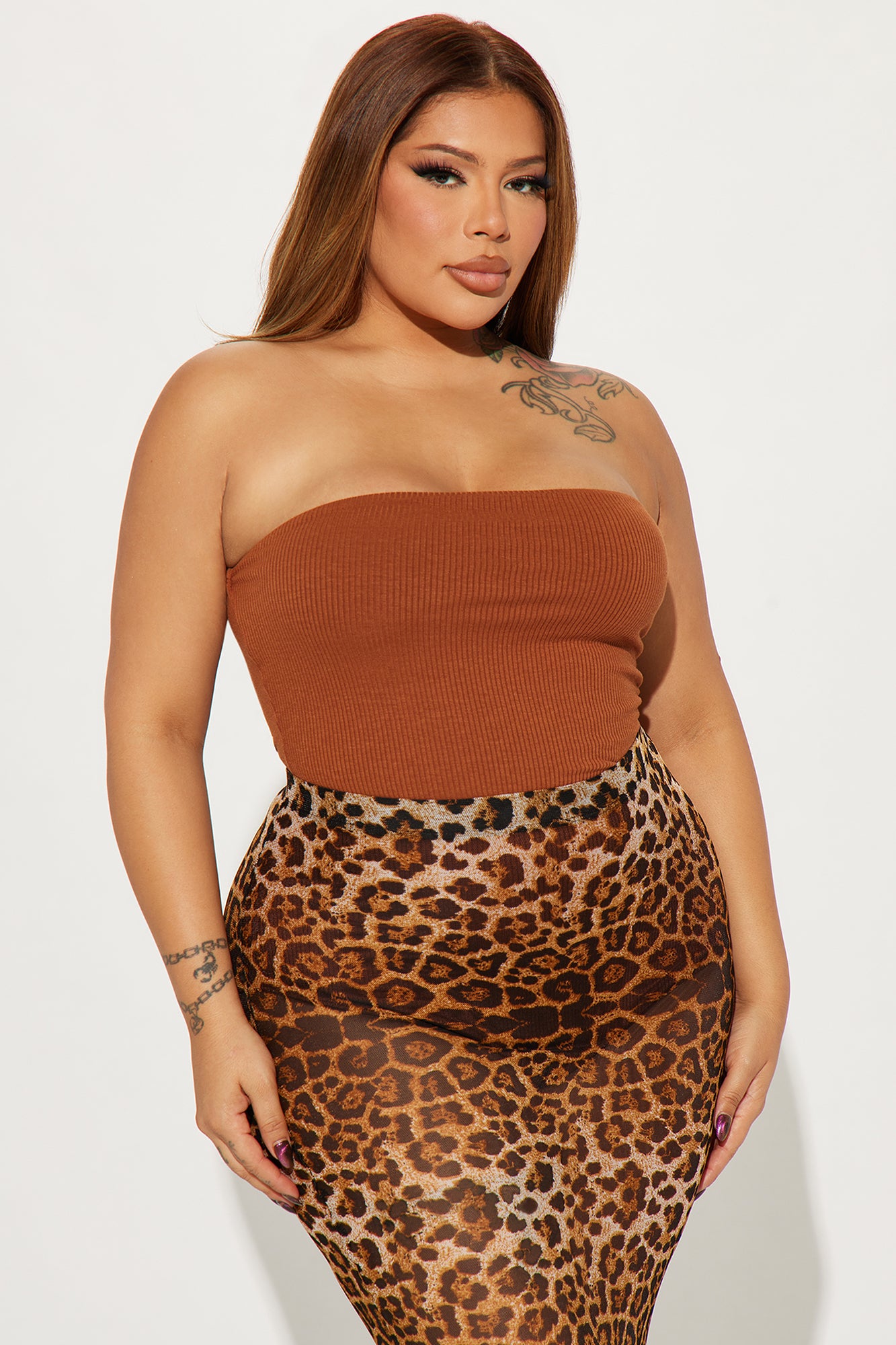 Demi Double Lined Tube Bodysuit - Mocha - Image 7