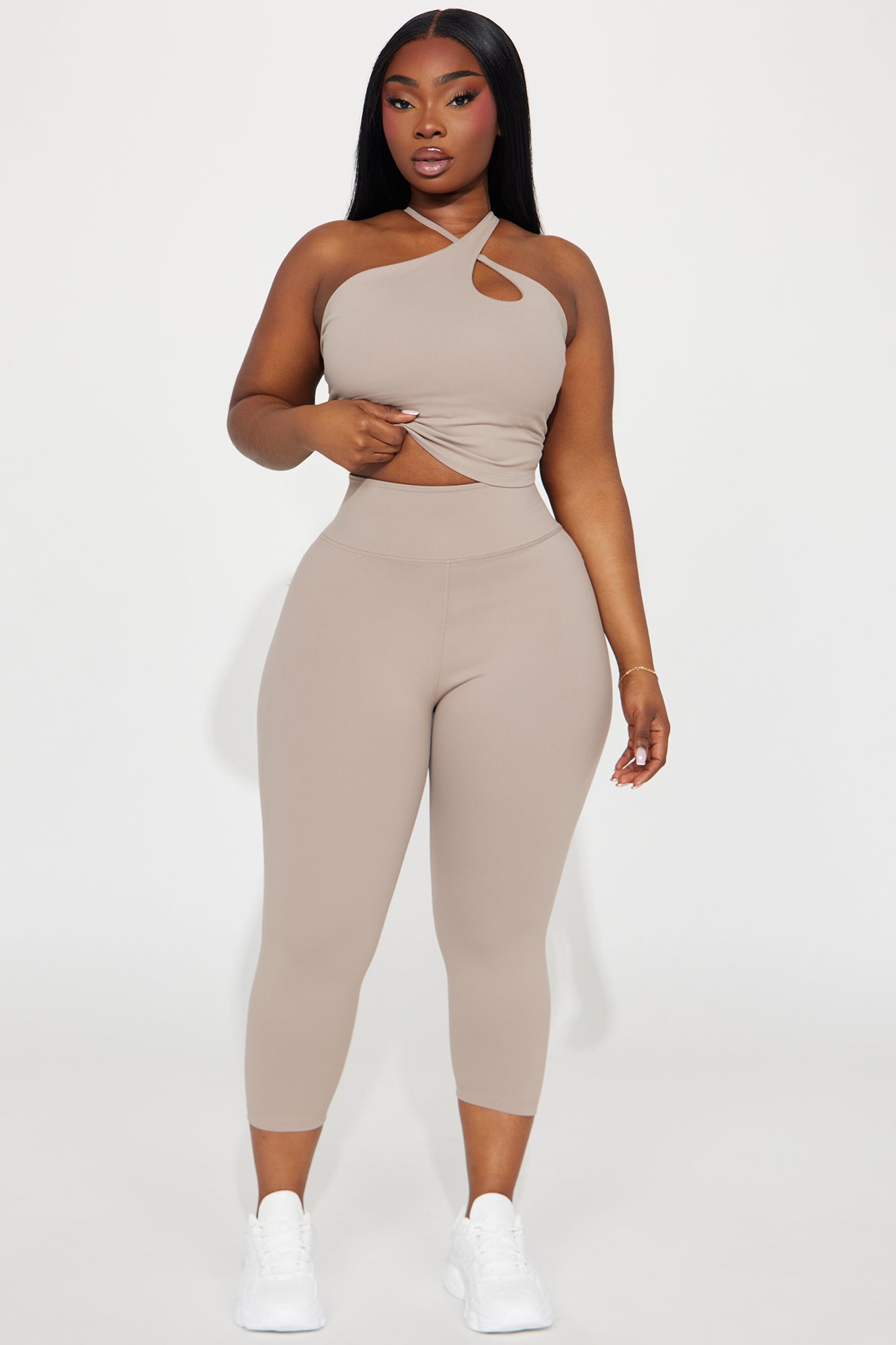 Flexibility Super Soft Capri Active Legging - Taupe - Image 5