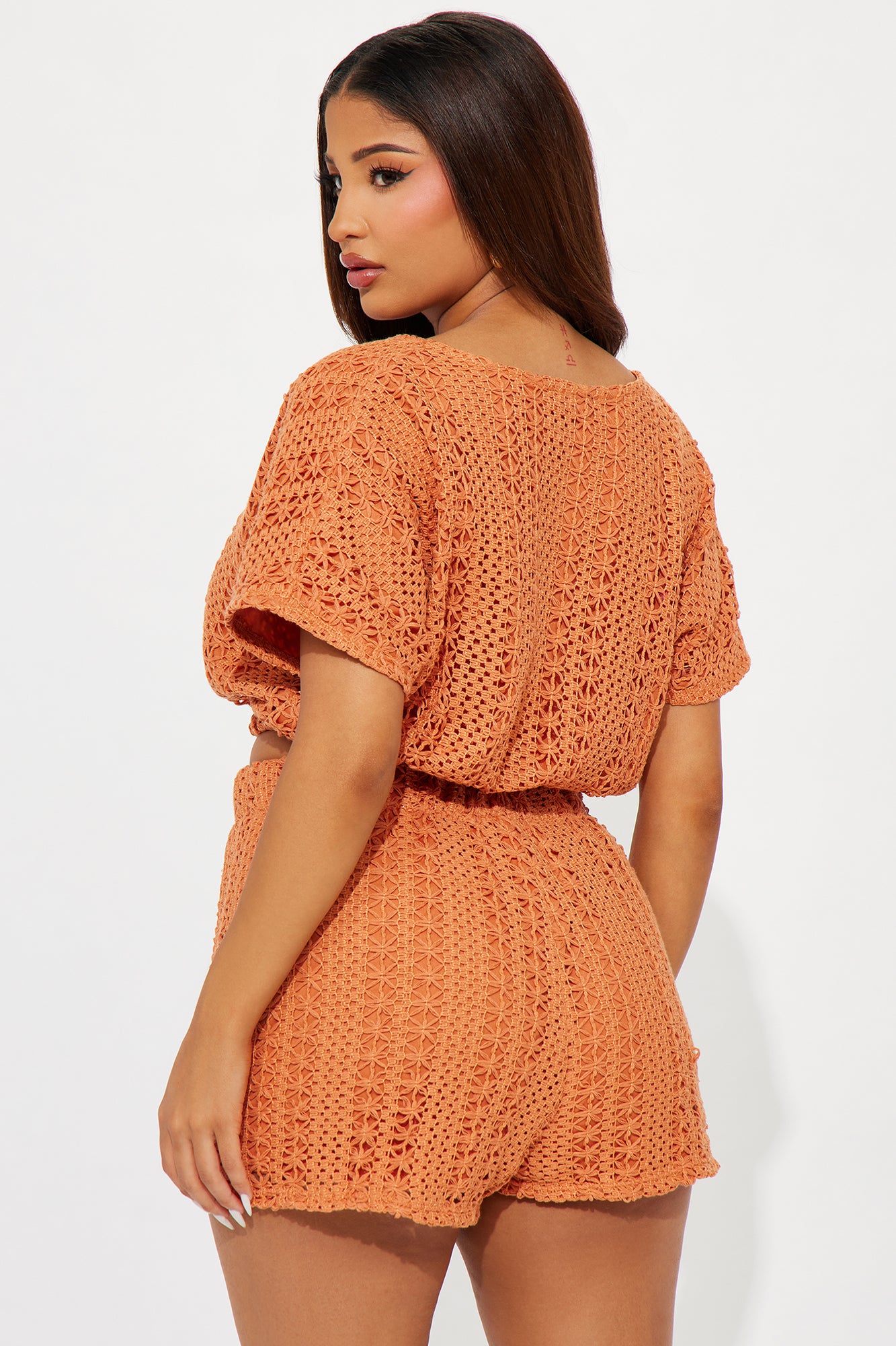 Keep It Cool Crochet Short Set - Rust - Image 3