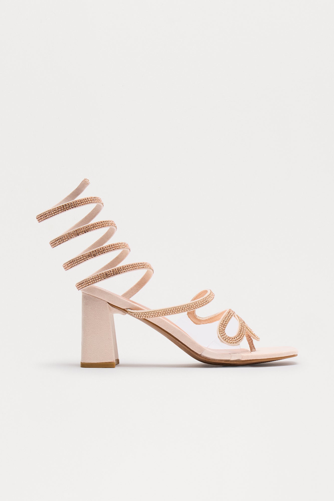 Vana Rhinestone Wrap Up Heels - Nude - Image 3