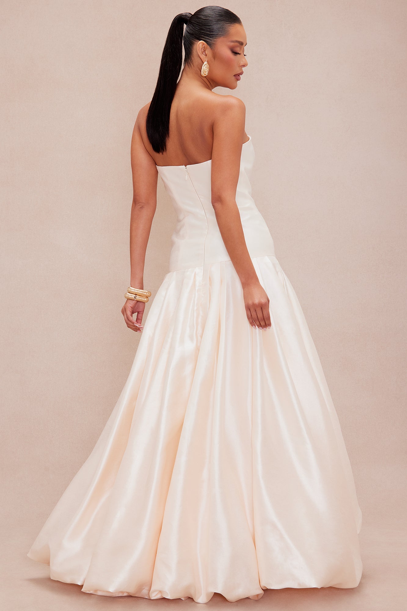 Talia Taffeta Gown - Cream - Image 4